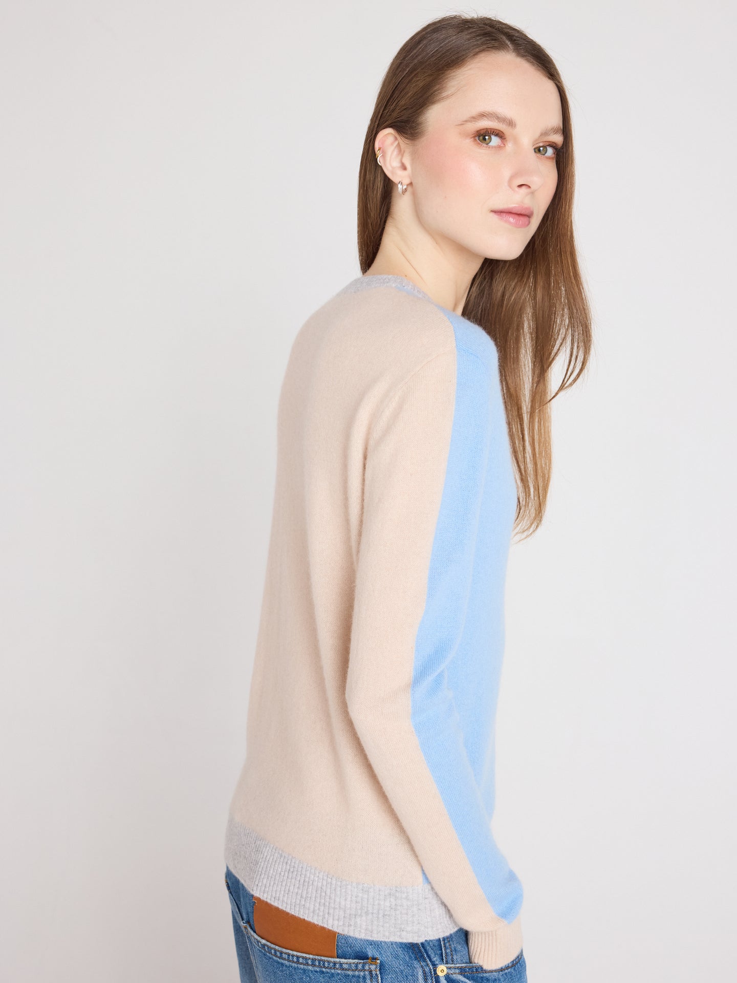 zoey round neck sweater - cashmere - provence blue