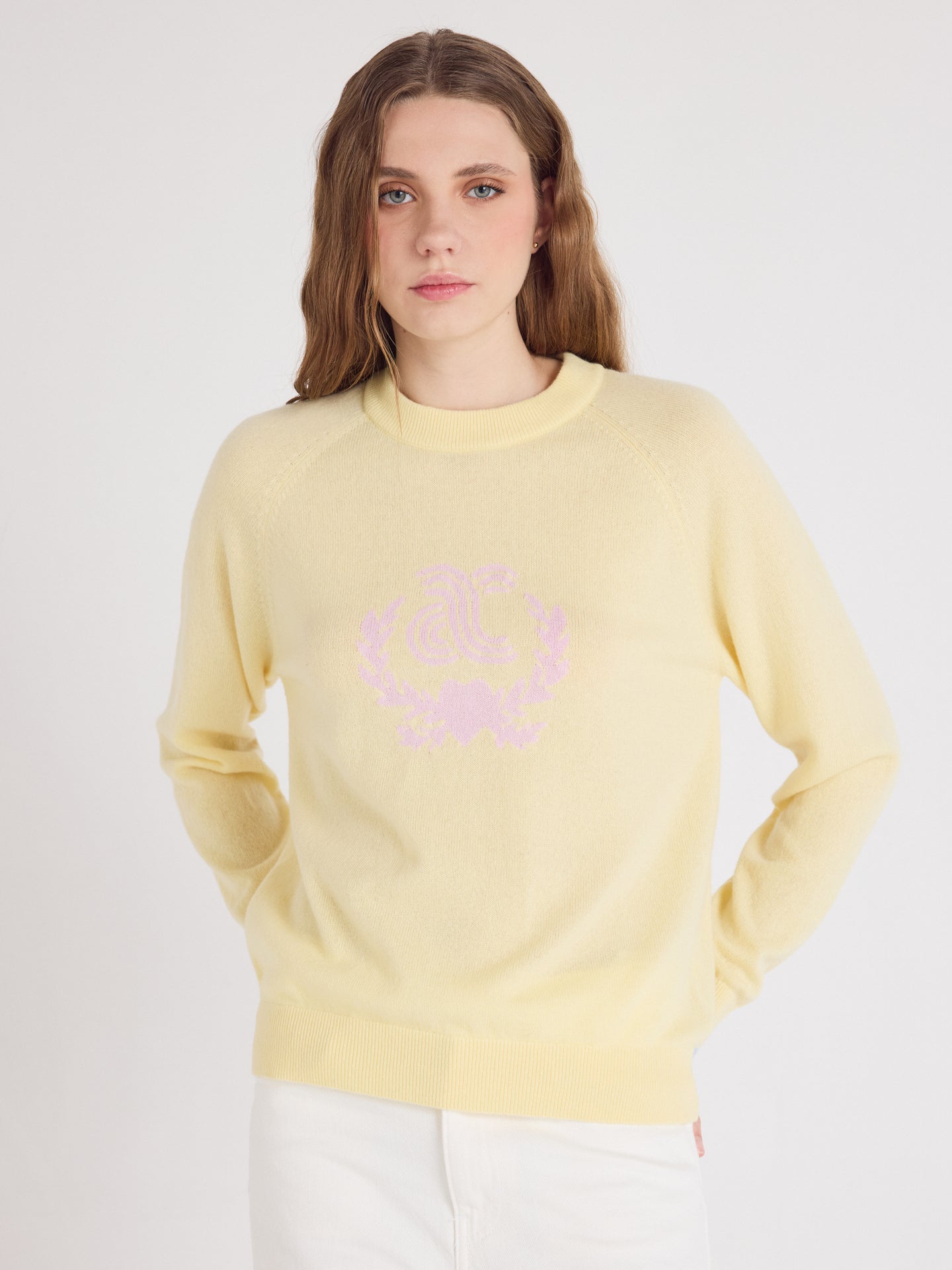 Hailey - gemusterter Kaschmirpullover - limelight