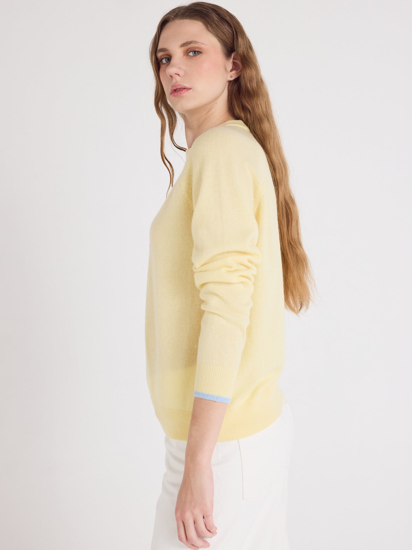 Hailey - gemusterter Kaschmirpullover - limelight