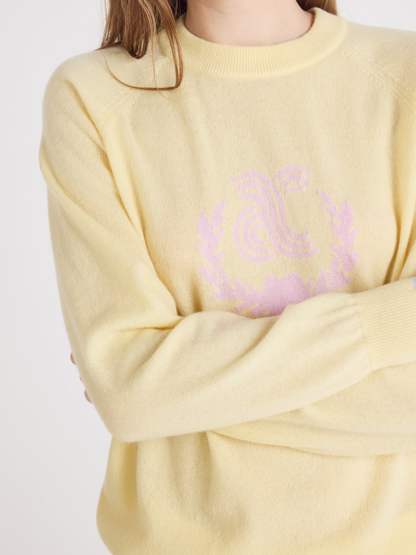 Hailey - gemusterter Kaschmirpullover - limelight