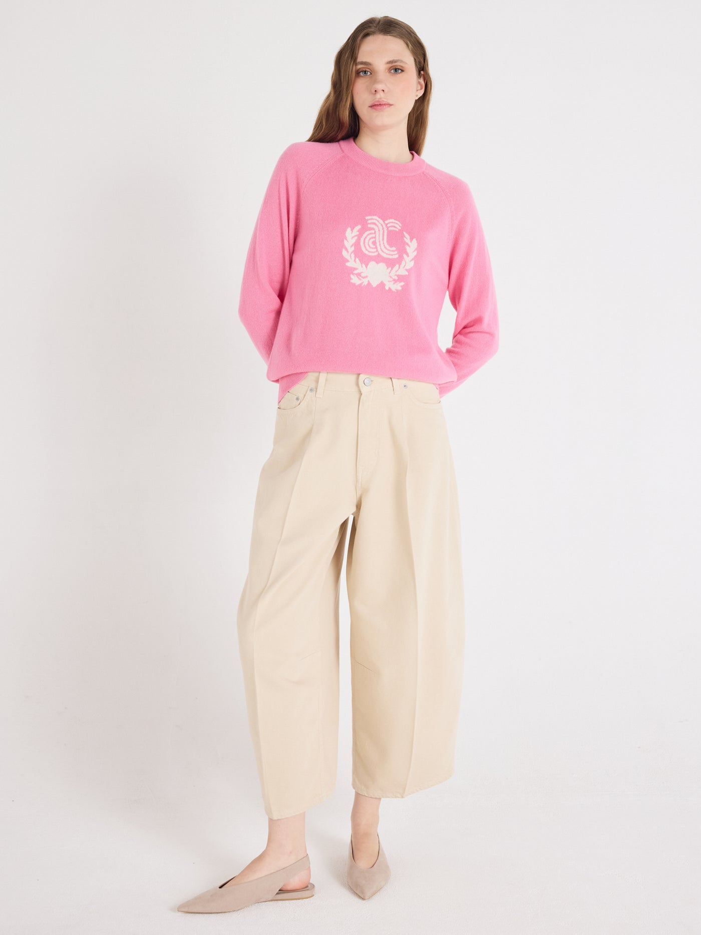 Hailey - gemusterter Kaschmirpullover - rosebloom