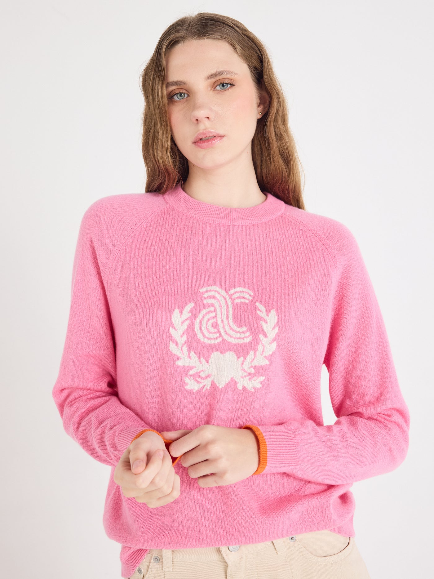 Hailey - gemusterter Kaschmirpullover - rosebloom