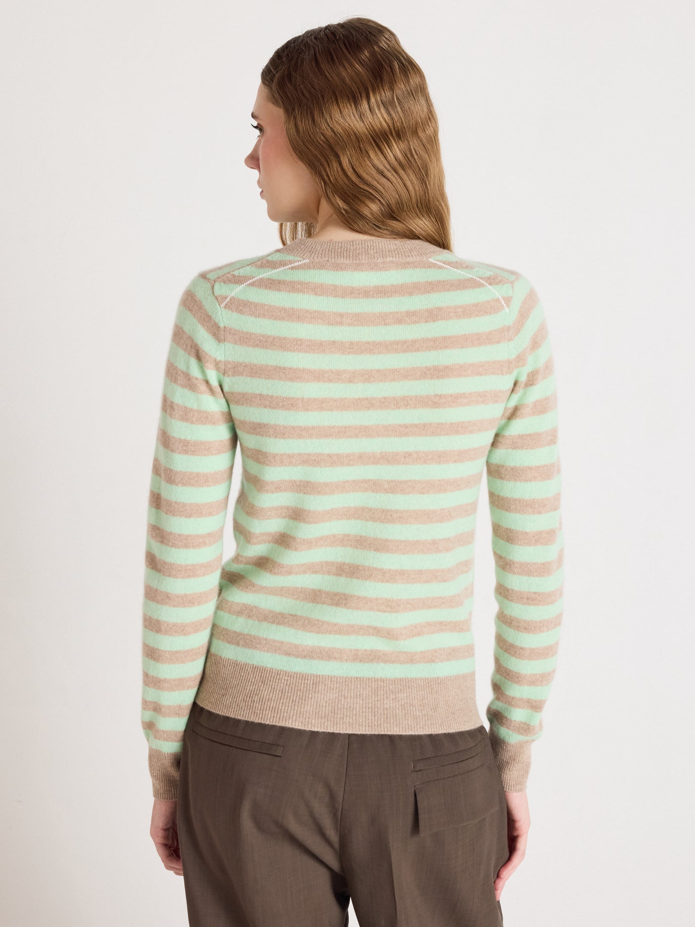 Marge - Gestreifter Kaschmirpullover - mint