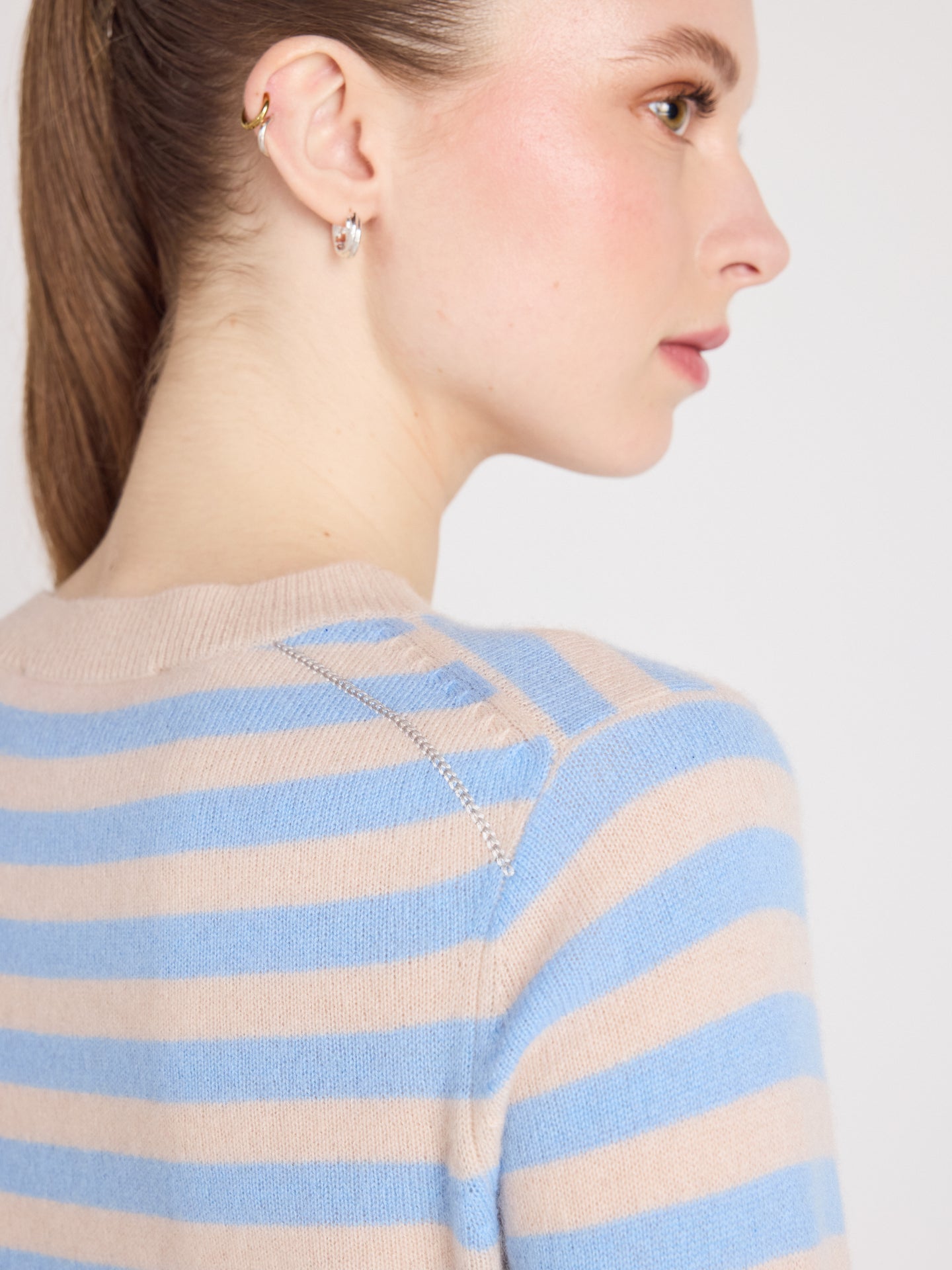 ronde hals gestreepte trui marge - kasjmier - provence blue