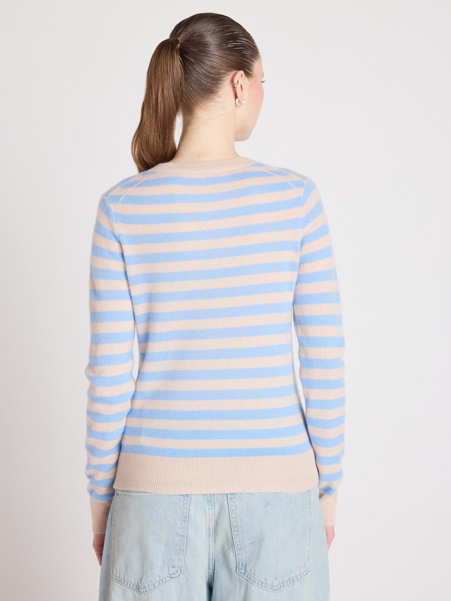 ronde hals gestreepte trui marge - kasjmier - provence blue