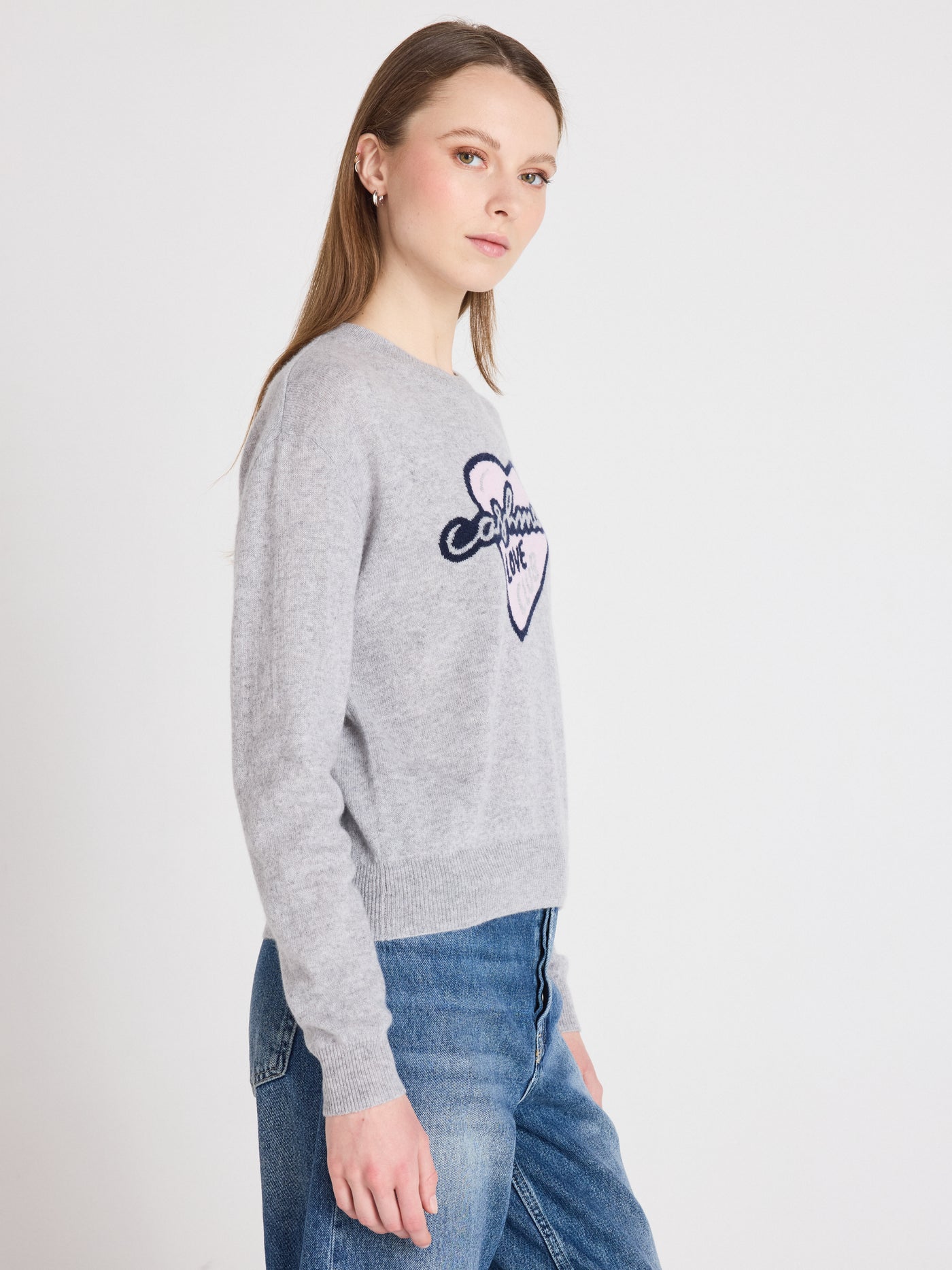 leah - Patterned cashmere sweater - light heather gray