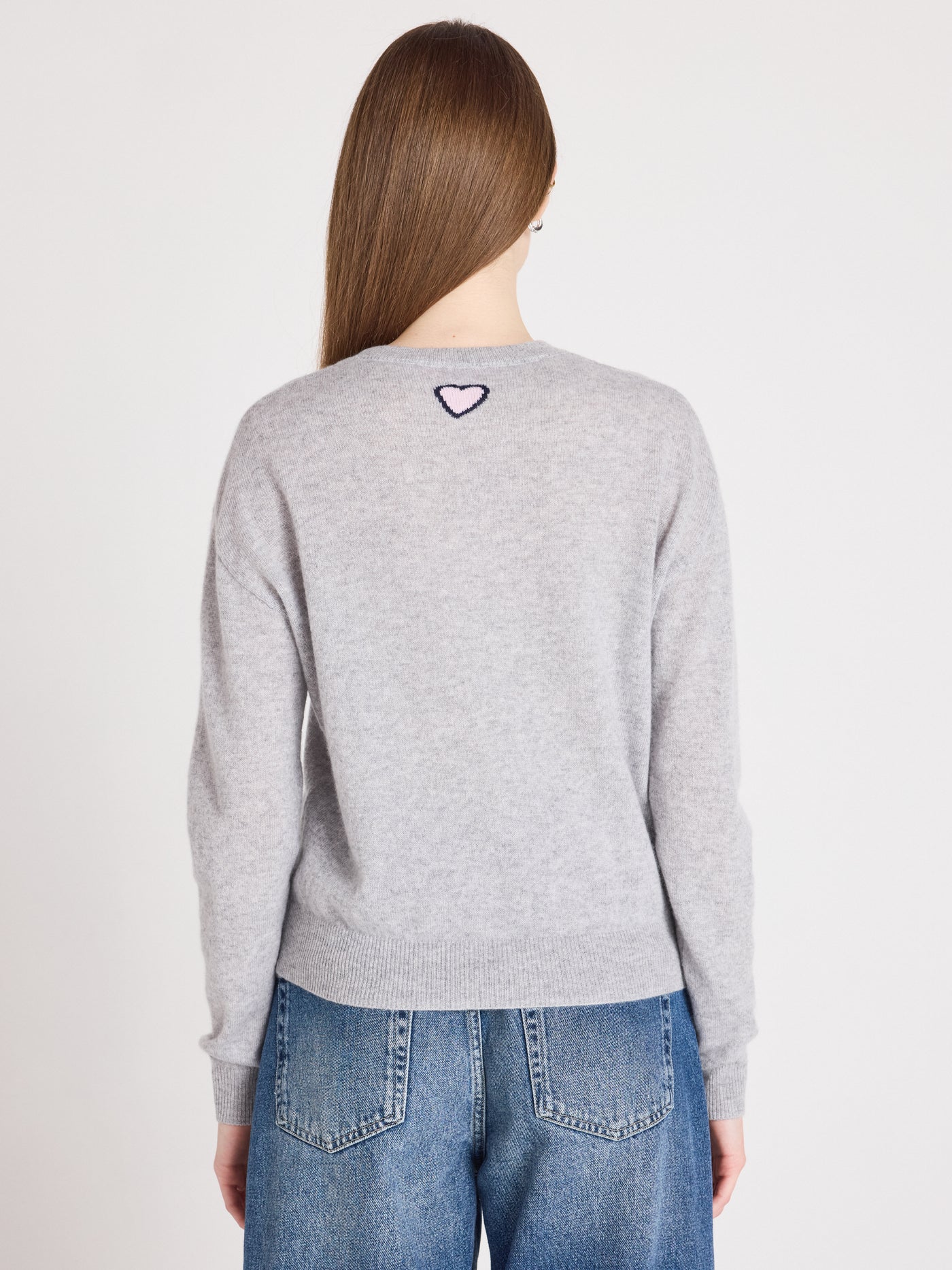 leah - Patterned cashmere sweater - light heather gray