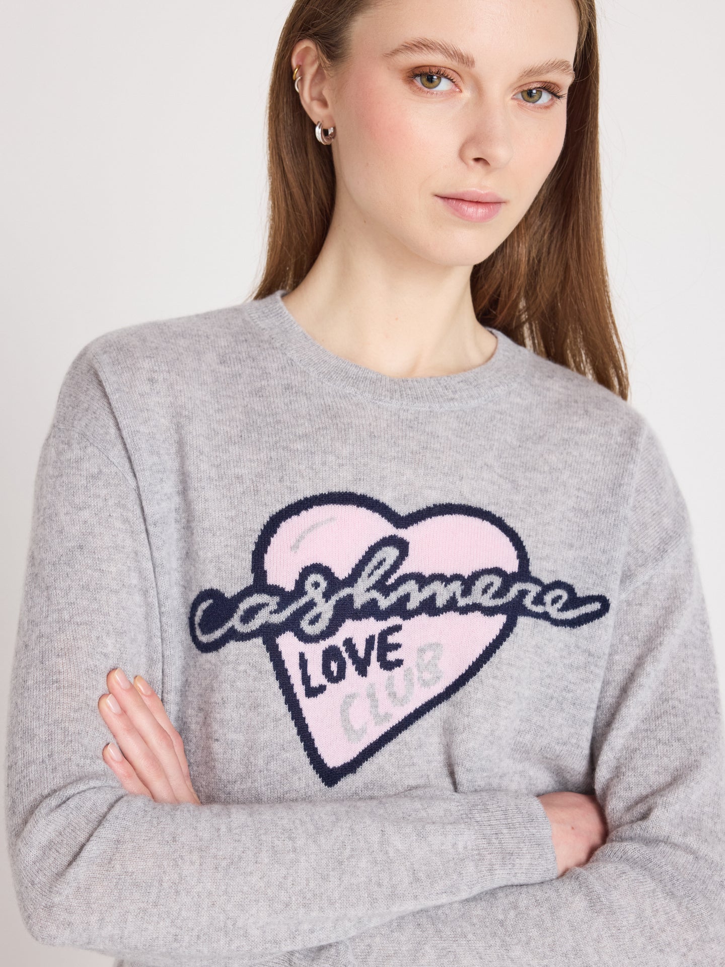 ronde hals trui leah - kasjmier - light heather grey