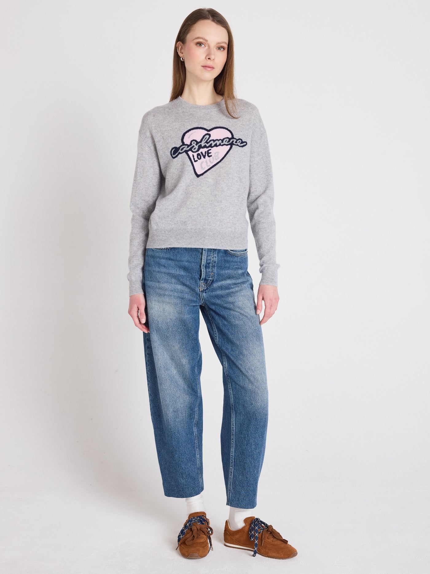 leah - Patterned cashmere sweater - light heather gray