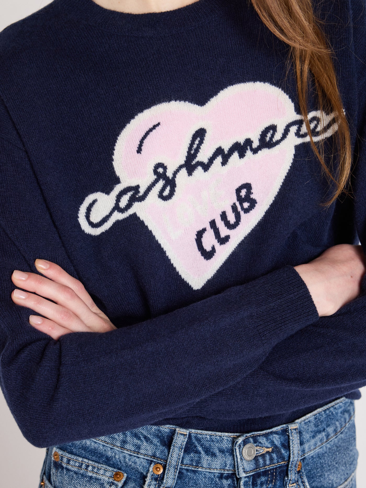 leah - Trui van kasjmier met patroon - navy