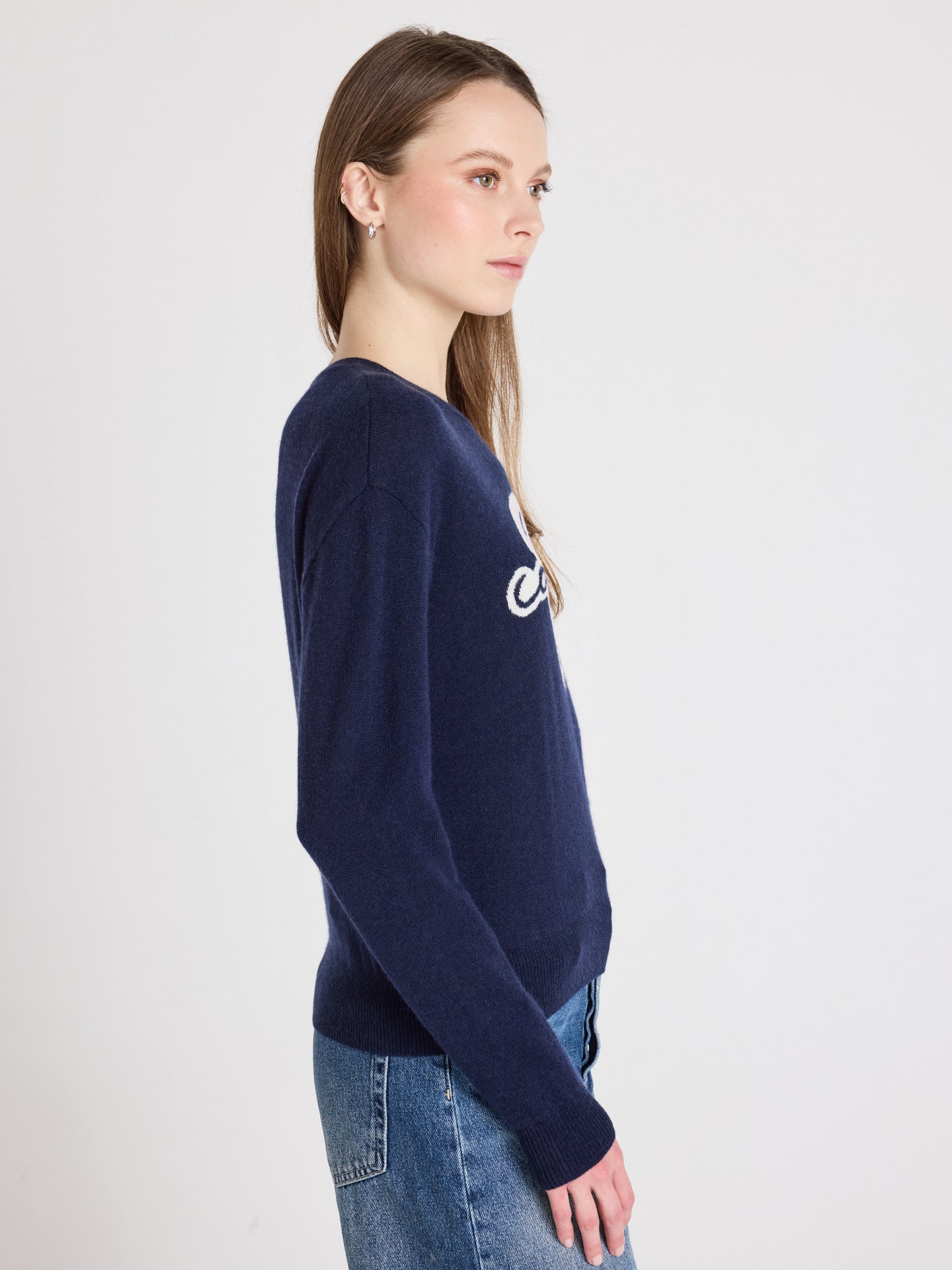ronde hals trui leah - kasjmier - navy