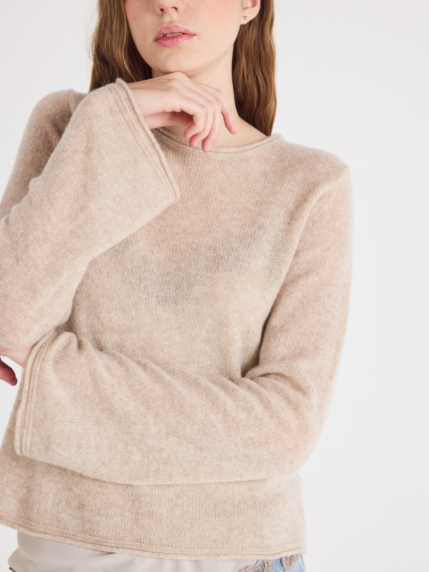 pull manches évasées maggie - cachemire léger - oatmeal