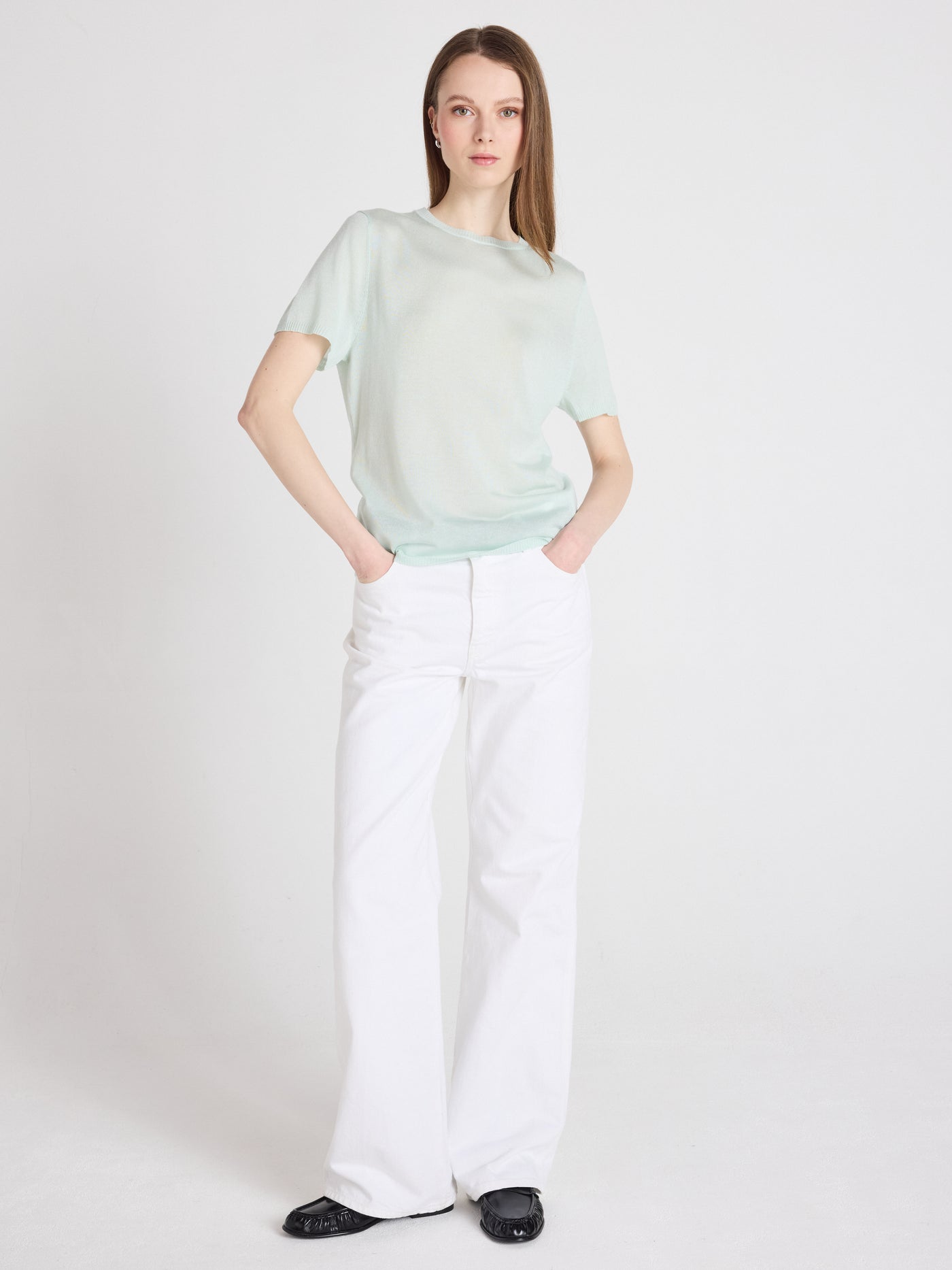 maria - Pull coton cachemire - mint