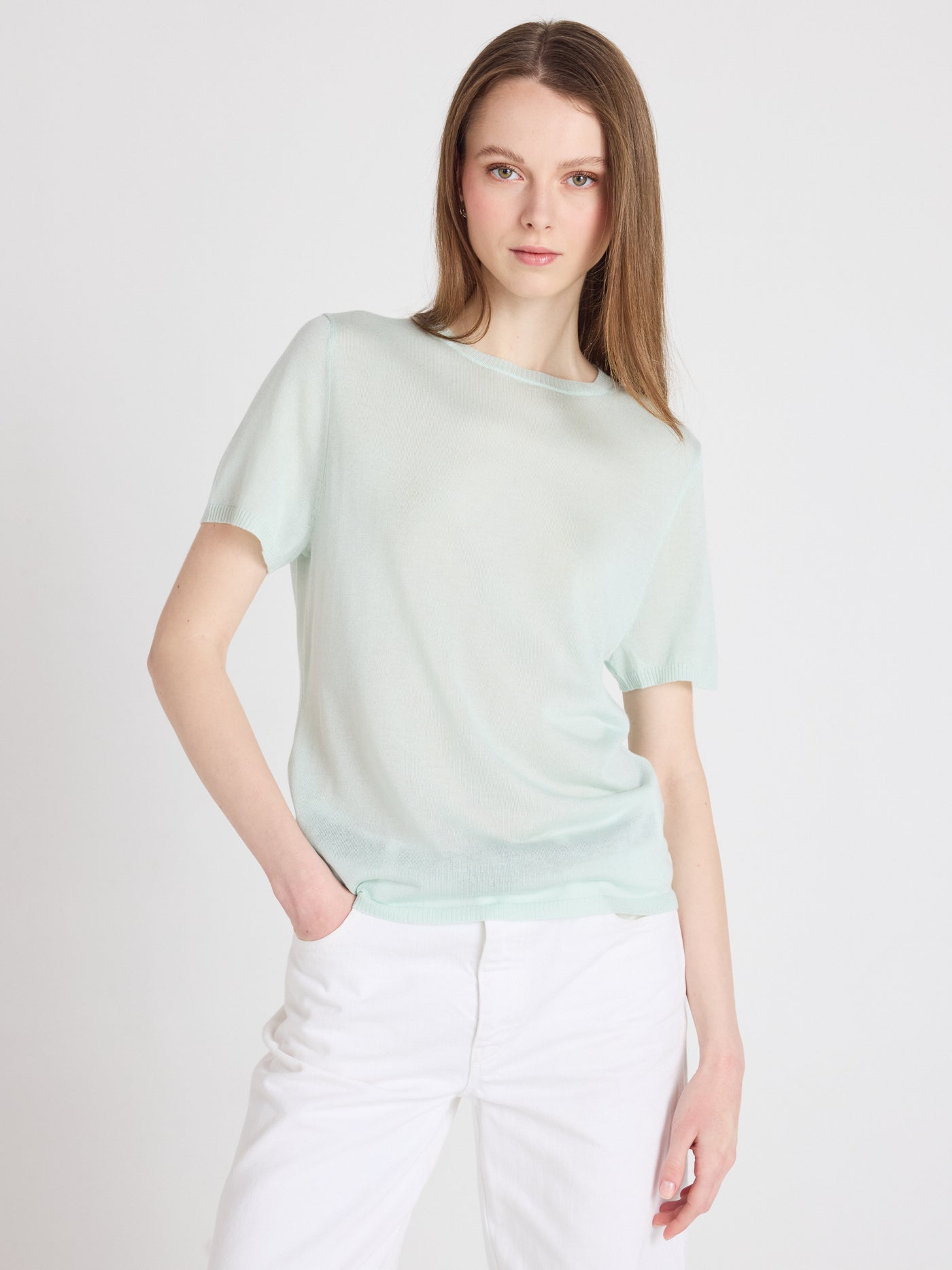 maria - Pull coton cachemire - mint