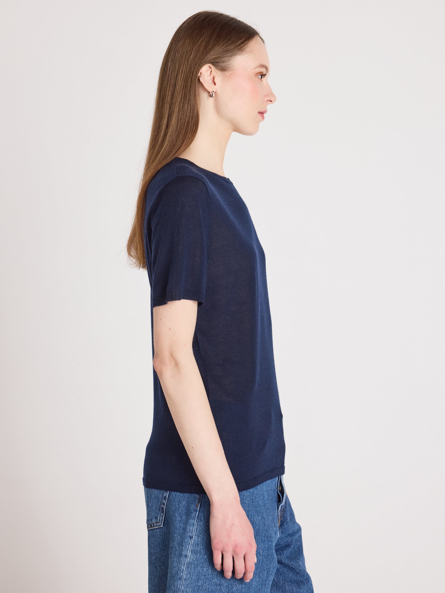t-shirt maria - Baumwoll und Kaschmir - Navy