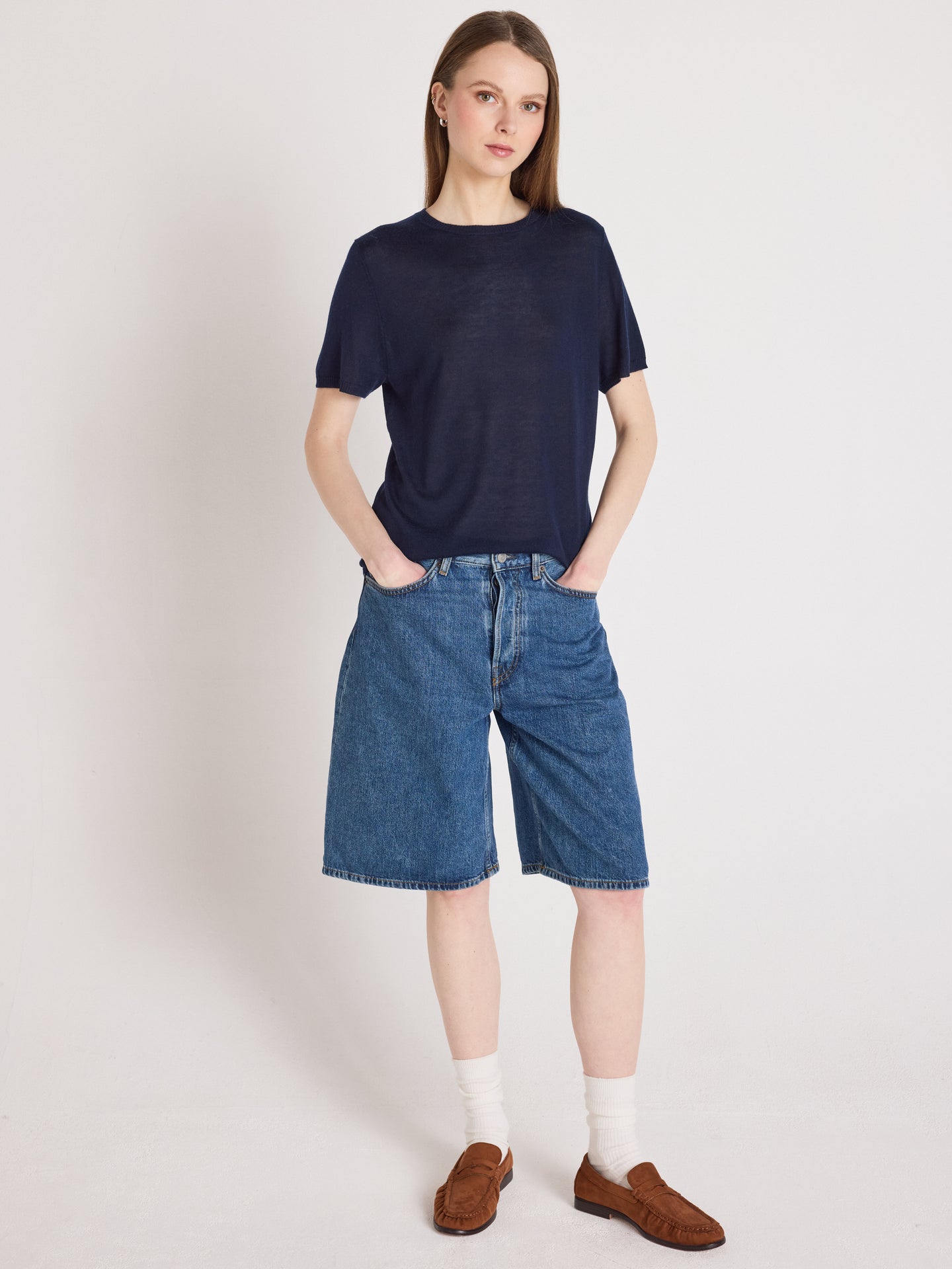 maria - Baumwoll-Kaschmirpullover - Navy