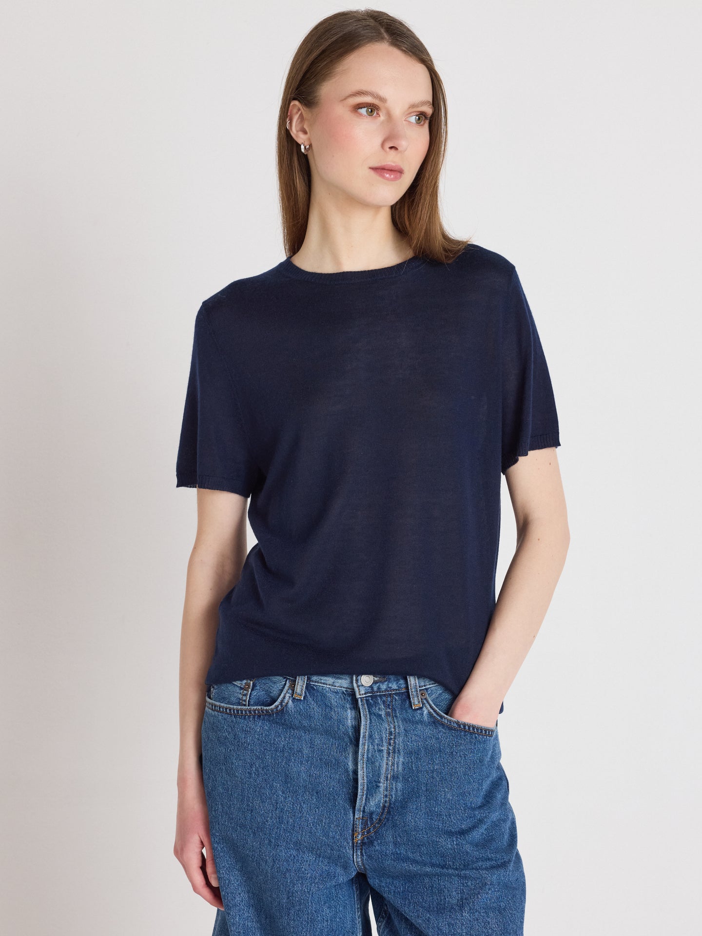 maria - Baumwoll-Kaschmirpullover - Navy