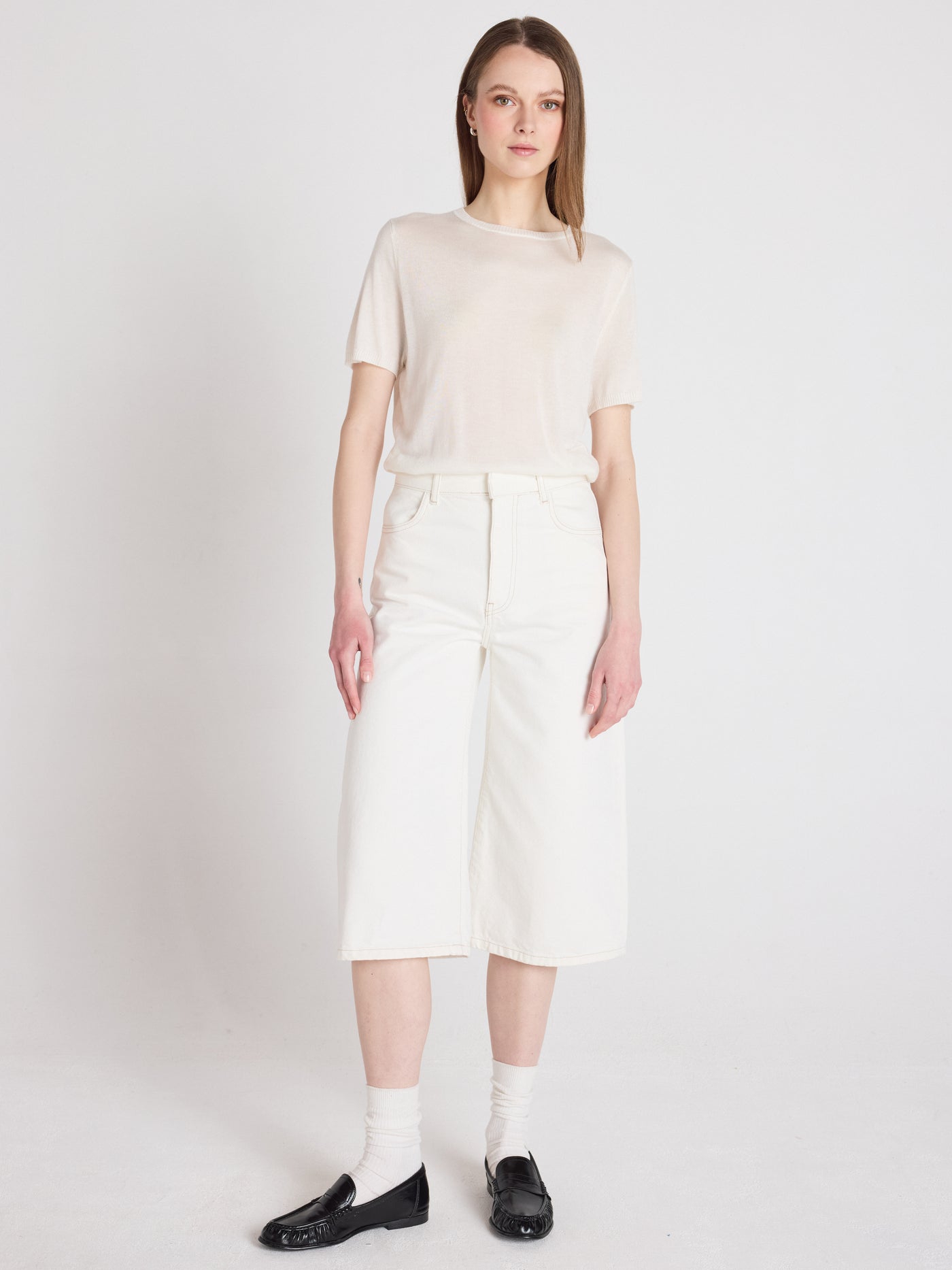 maria - Pull coton cachemire - white