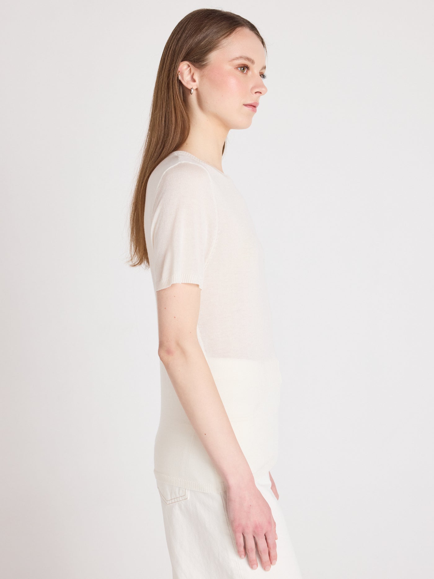 maria - Pull coton cachemire - white