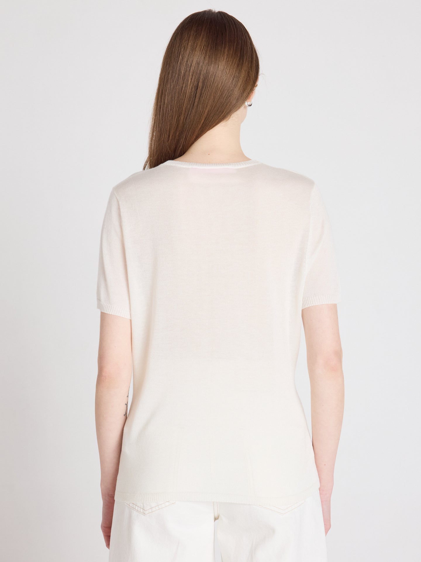 pull manches courtes maria - coton cachemire - white