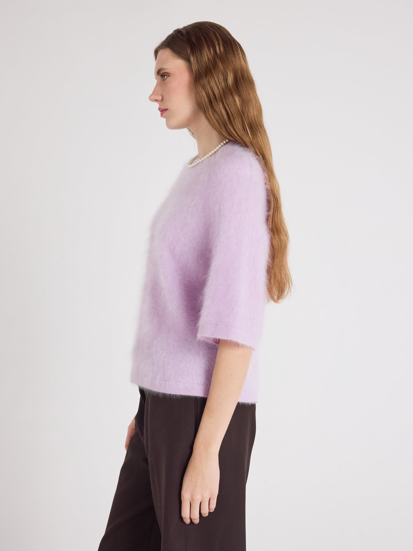 jenna - Pull col rond en cachemire brossé - lilac