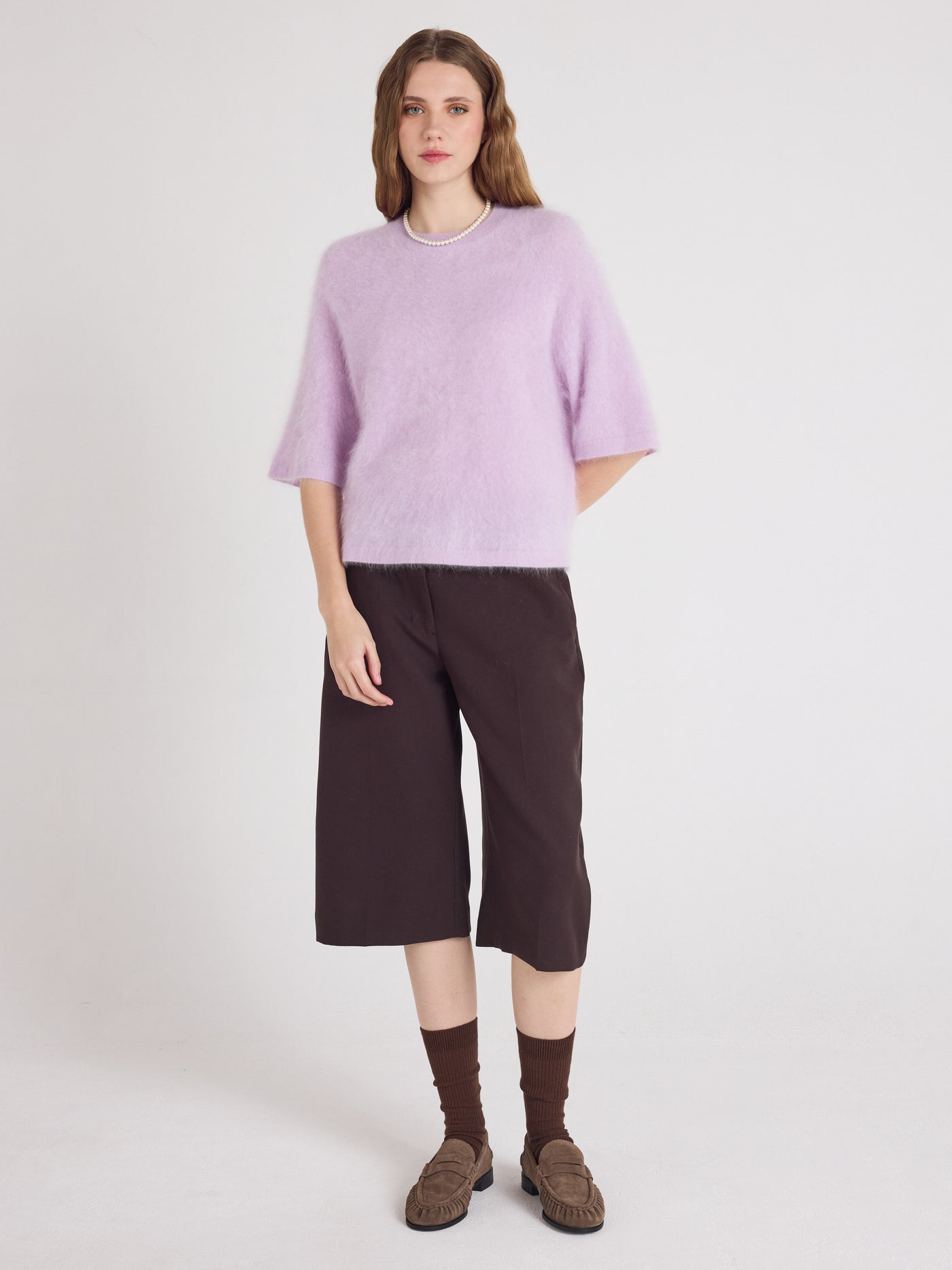 jenna - Pull col rond en cachemire brossé - lilac