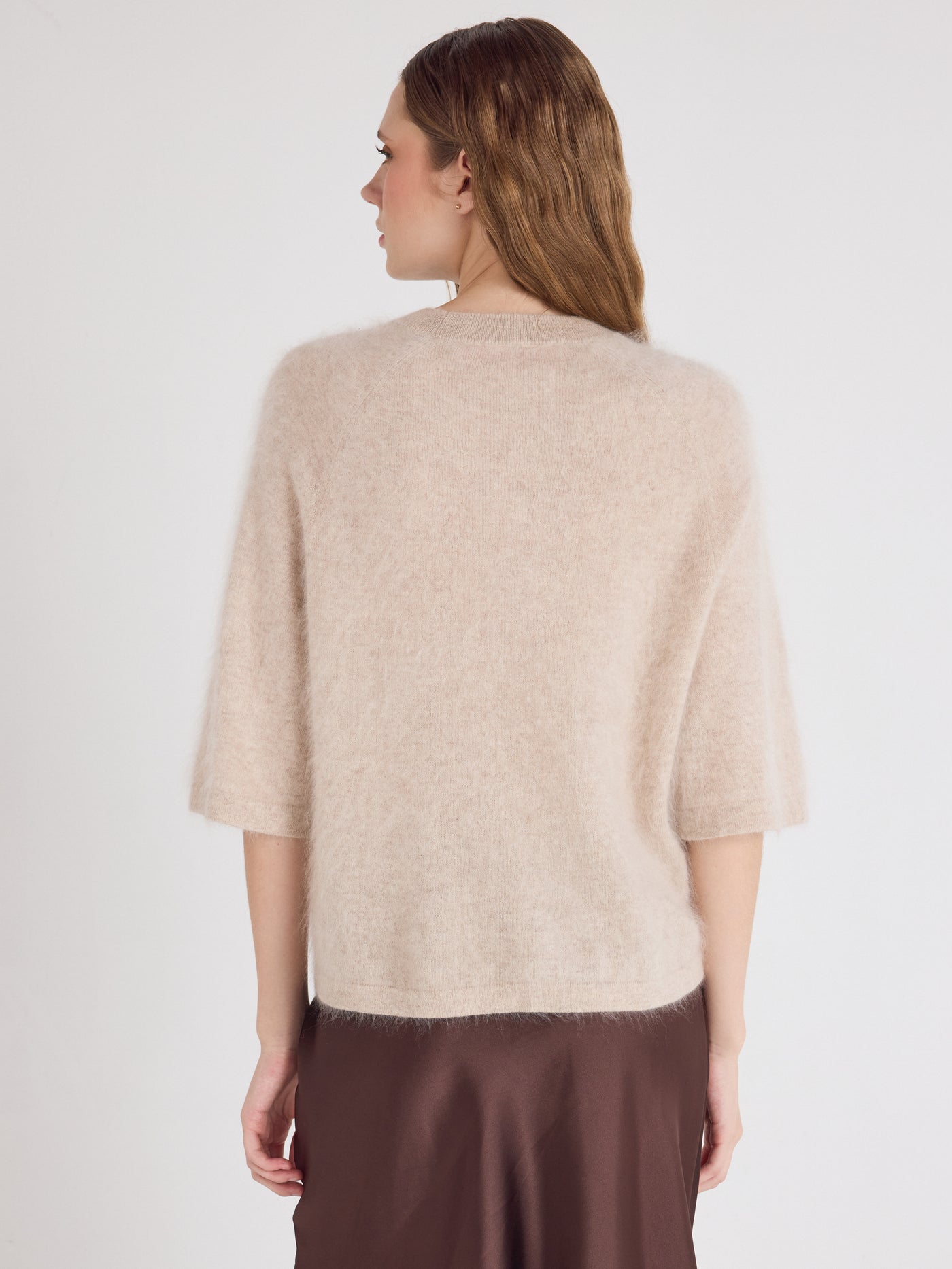 jenna - Brushed cashmere round-neck sweater - oat