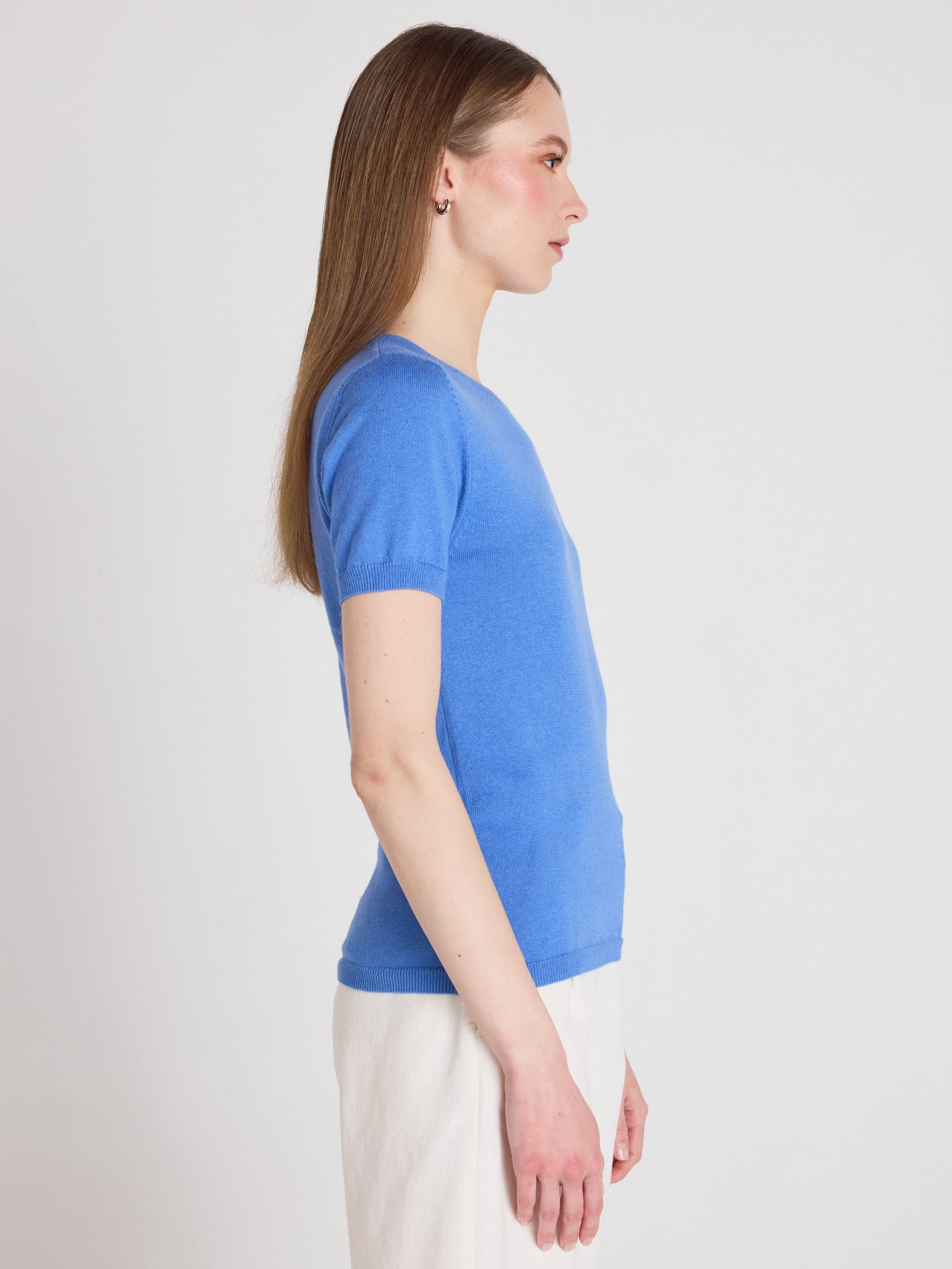 pull manches courtes amelia - Baumwoll-Kaschmirpullover - baby blue