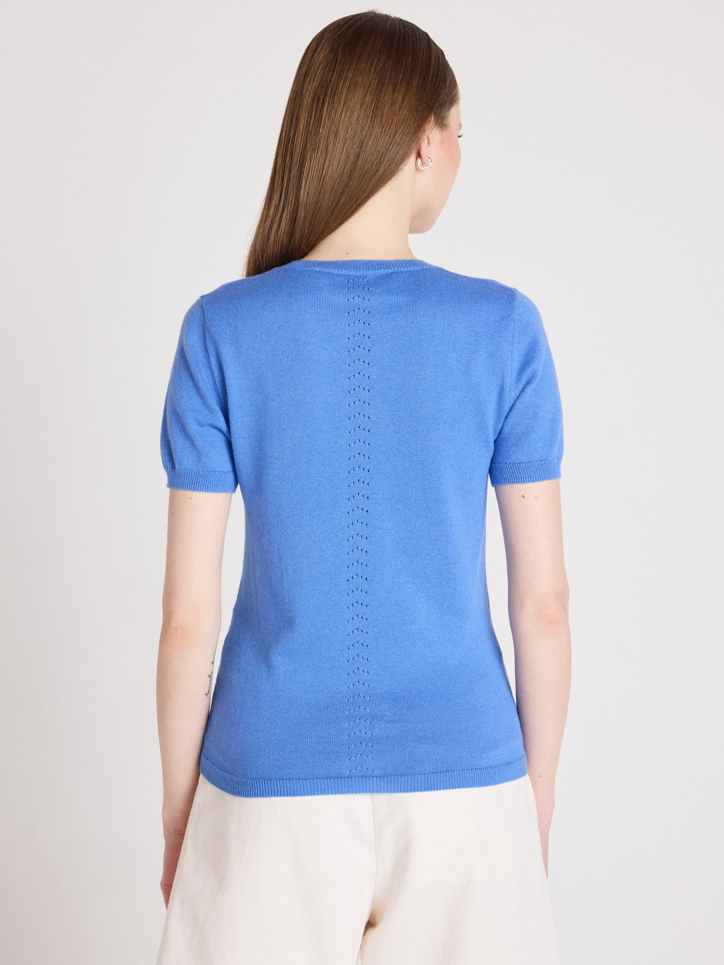 pull manches courtes amelia - Baumwoll-Kaschmirpullover - baby blue