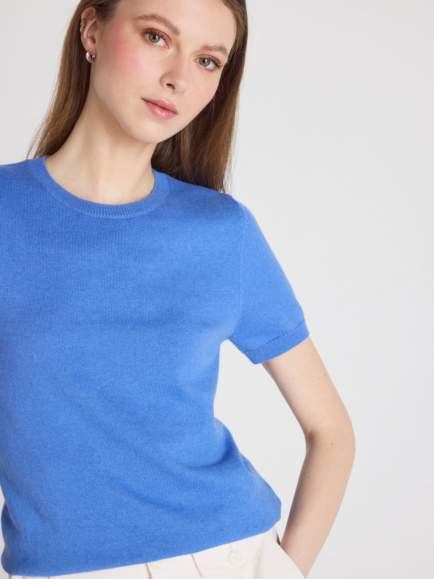 amelia - Trui van katoen en kasjmier - baby blue