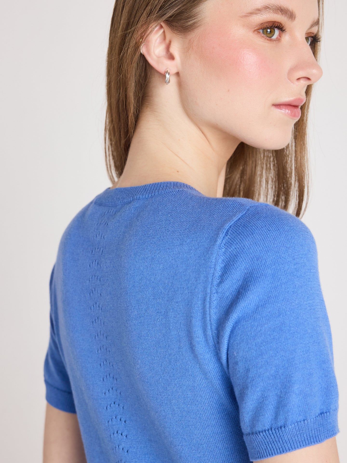 pull manches courtes amelia - Baumwoll-Kaschmirpullover - baby blue