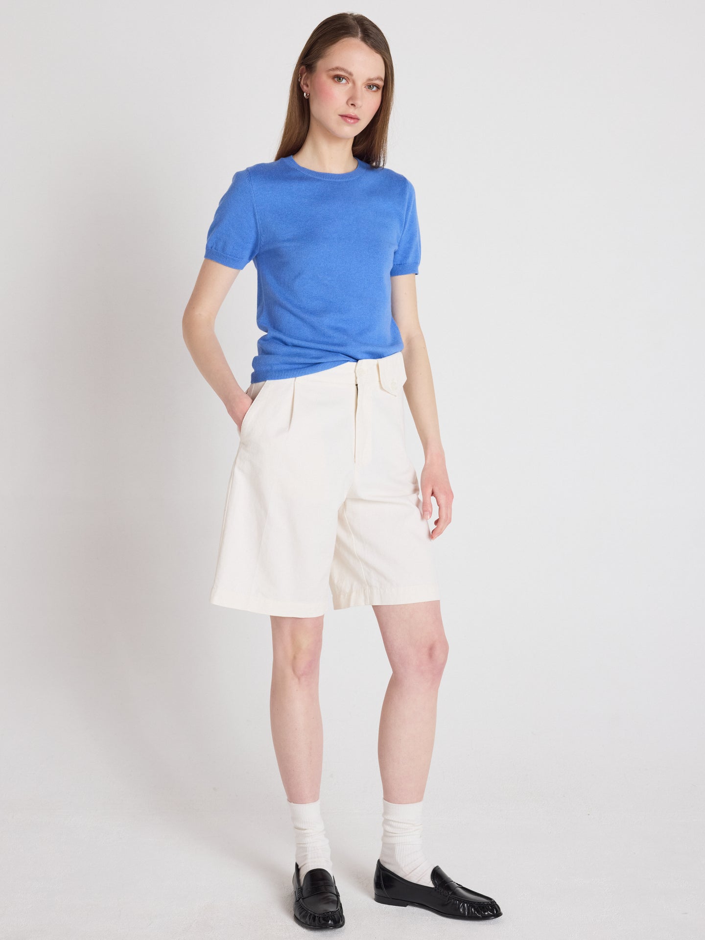 amelia - Trui van katoen en kasjmier - baby blue