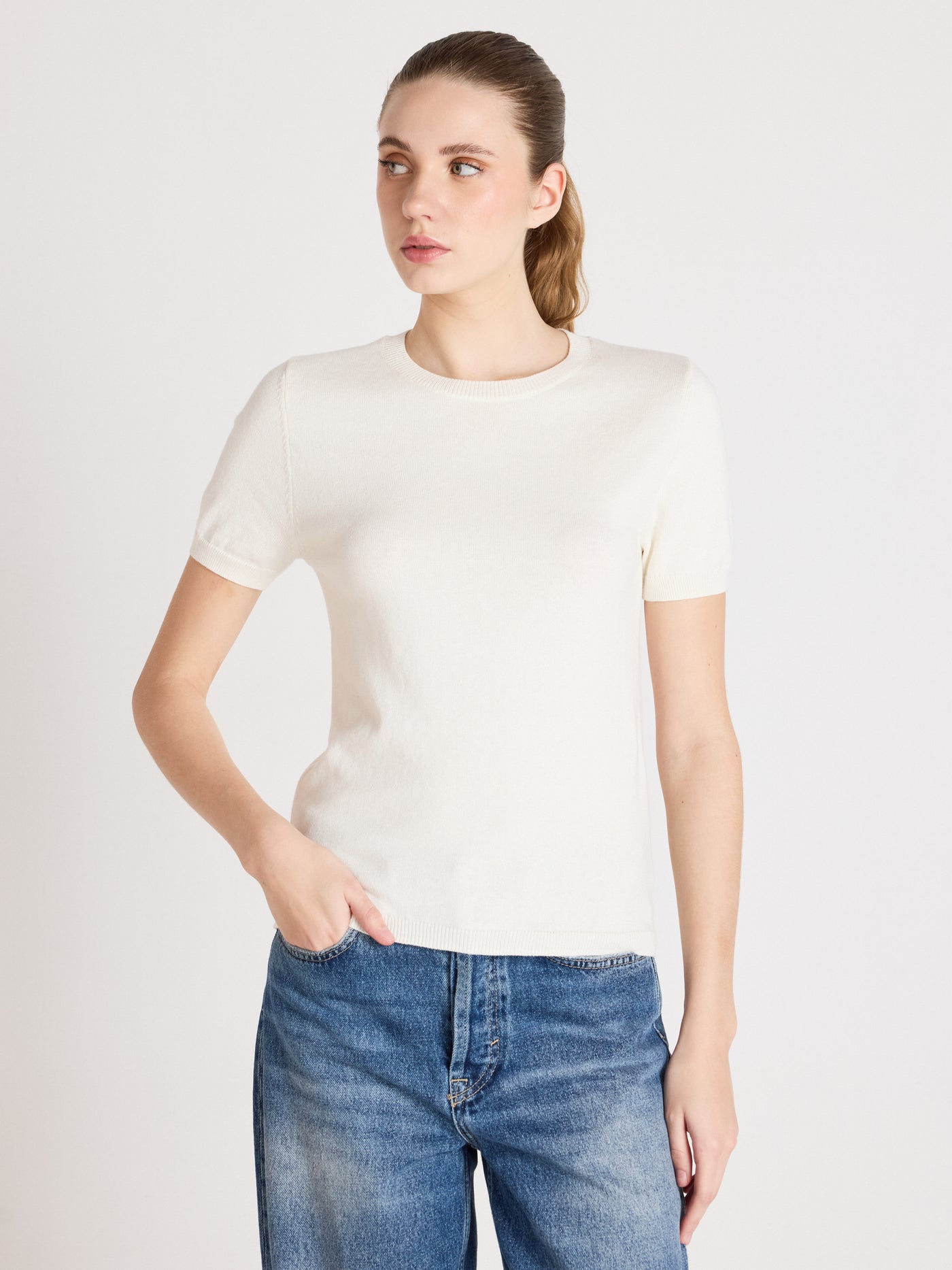 amelia - Trui van katoen en kasjmier - cream