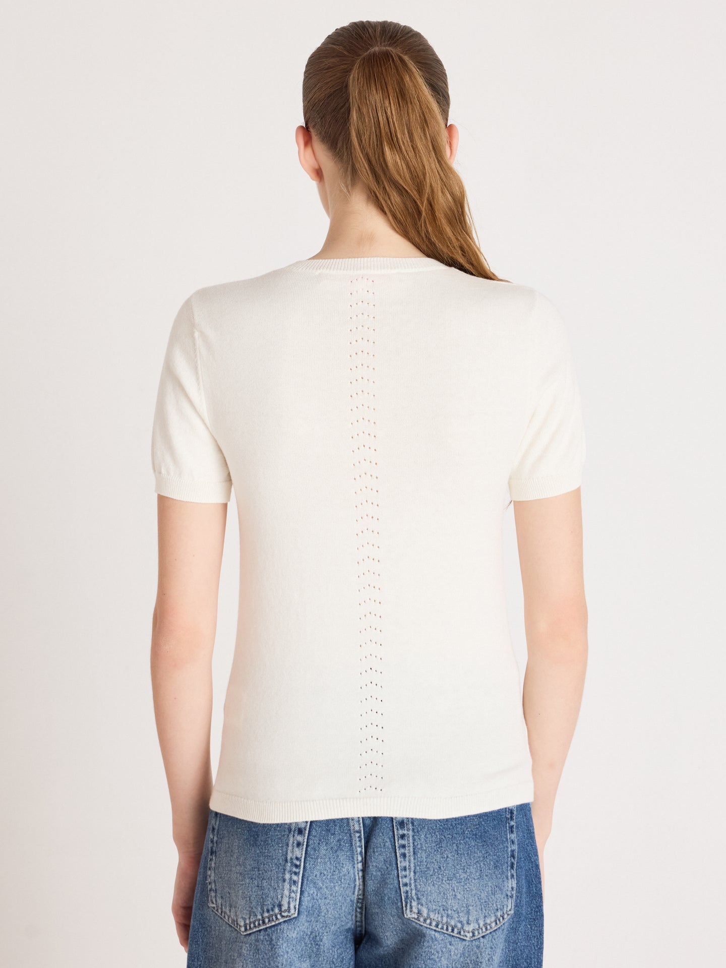 pull manches courtes amelia - Baumwoll-Kaschmirpullover - cream