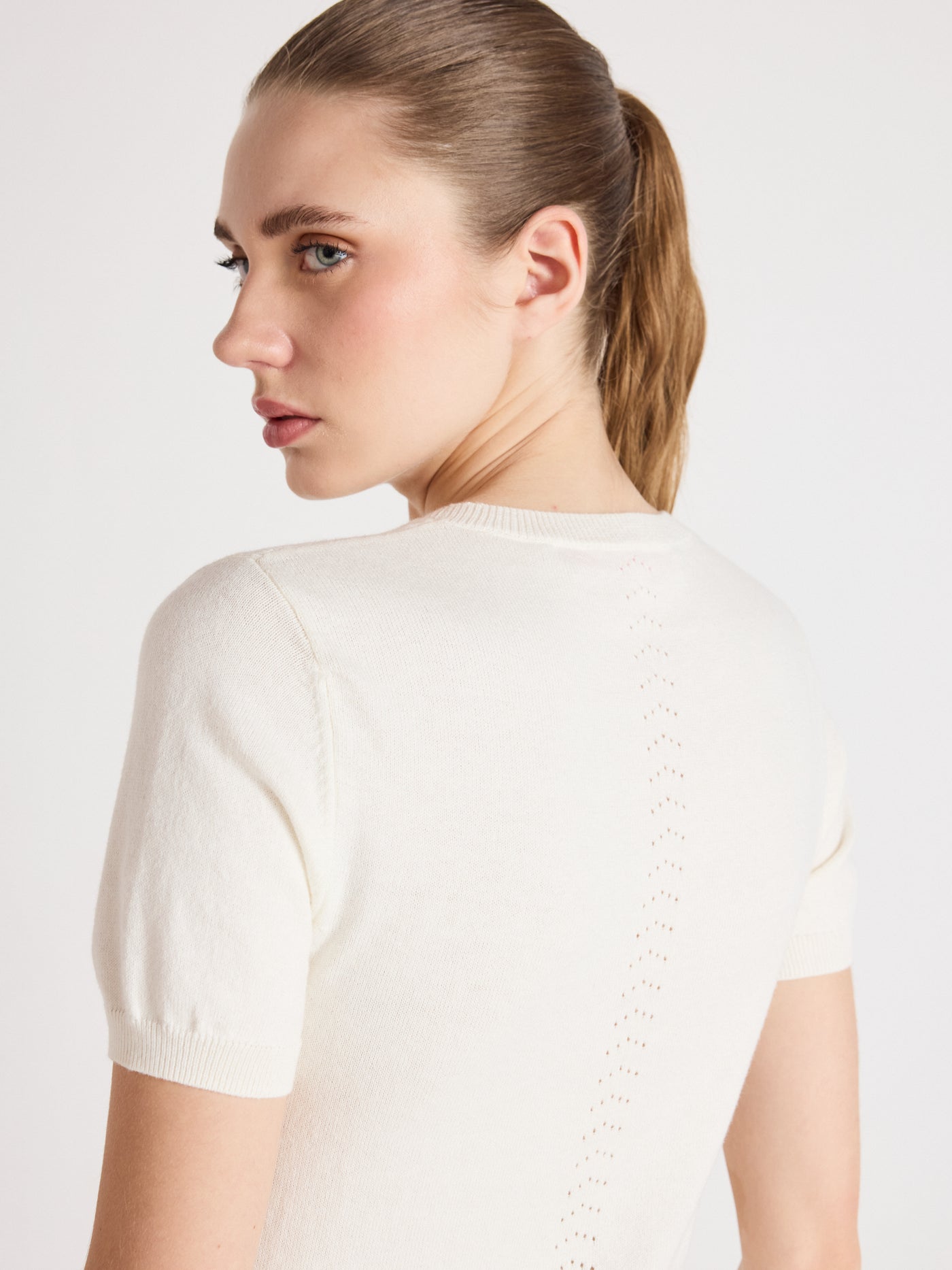 amelia - Trui van katoen en kasjmier - cream