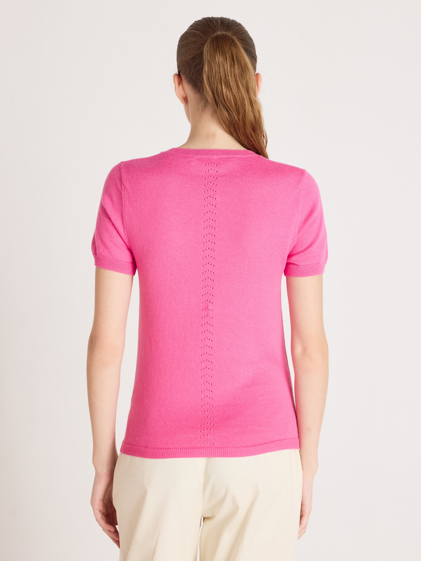 pull manches courtes amelia - coton cachemire - flamingo pink