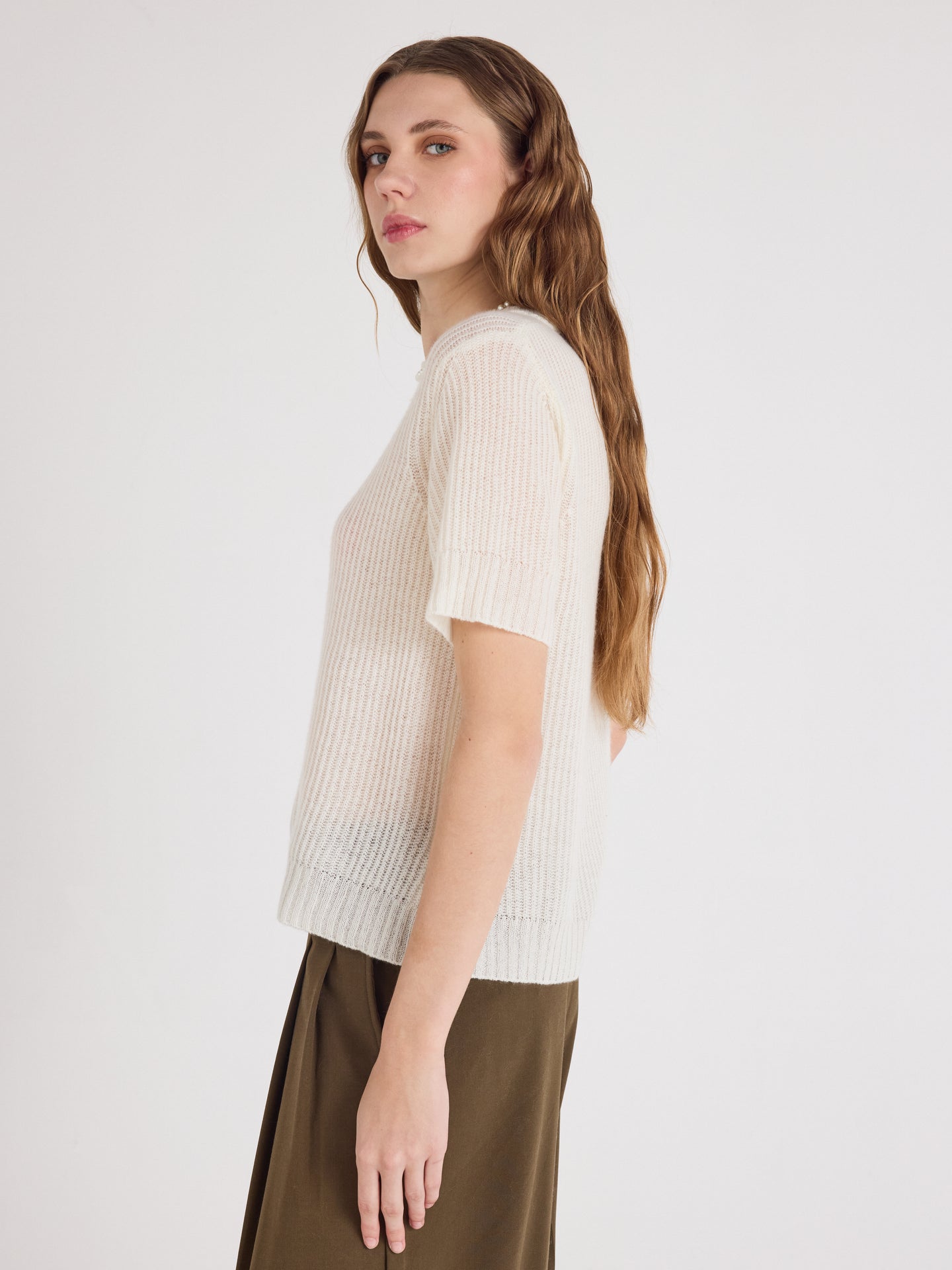 letizia - Maglione girocollo in cashmere - cream