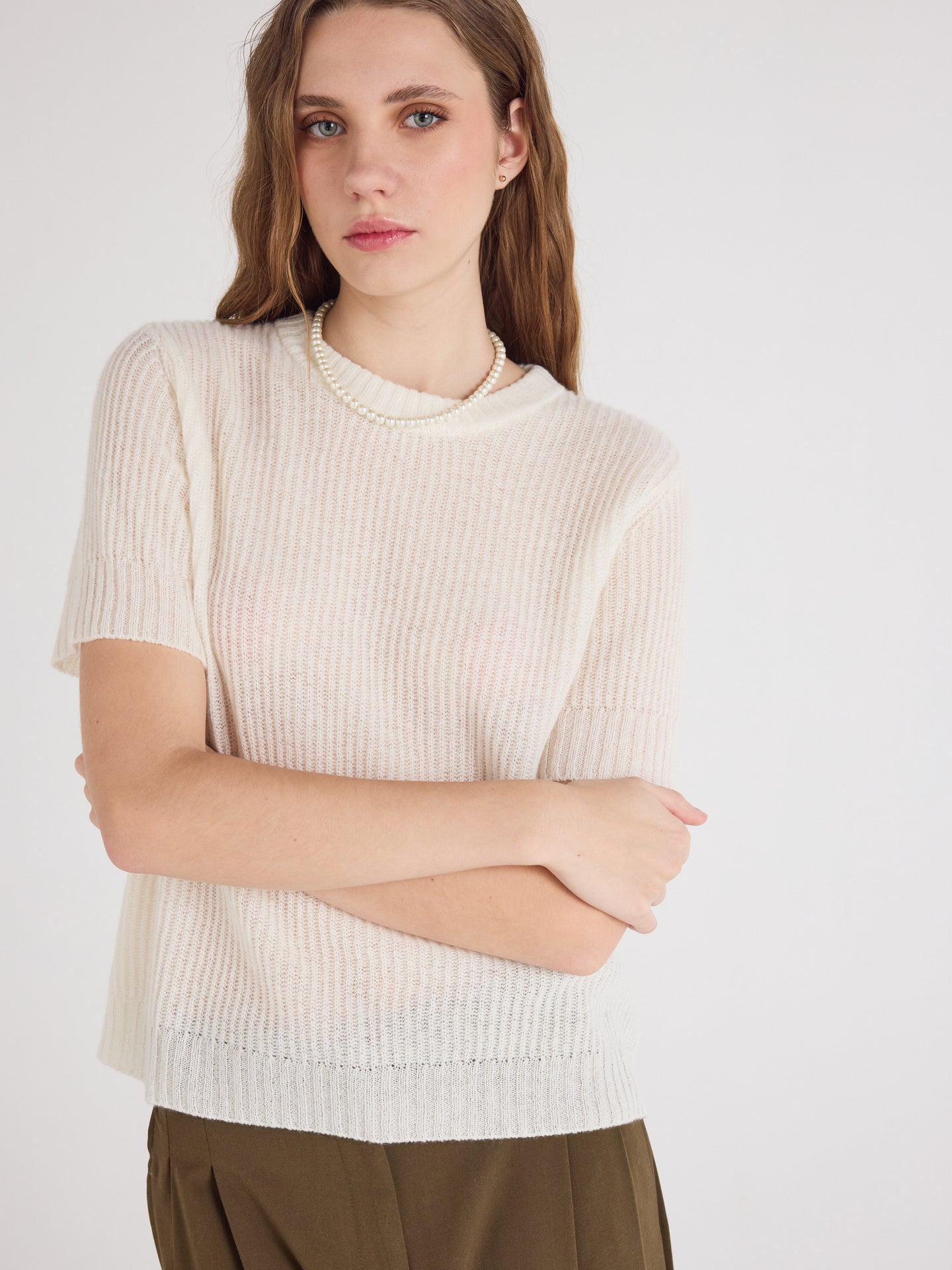 letizia - Maglione girocollo in cashmere - cream