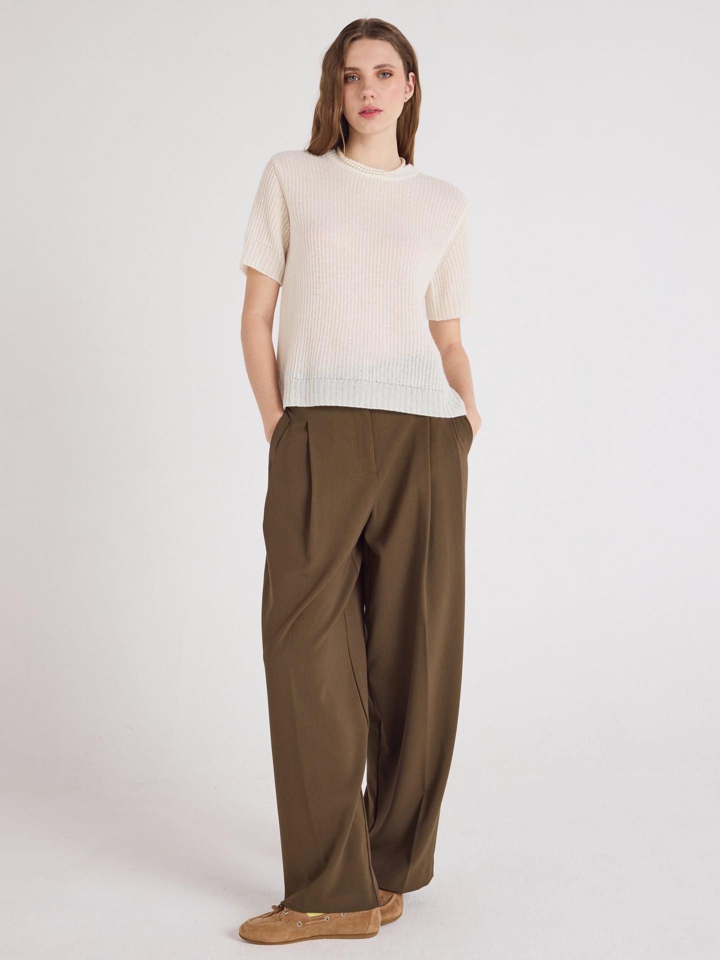 letizia - Maglione girocollo in cashmere - cream