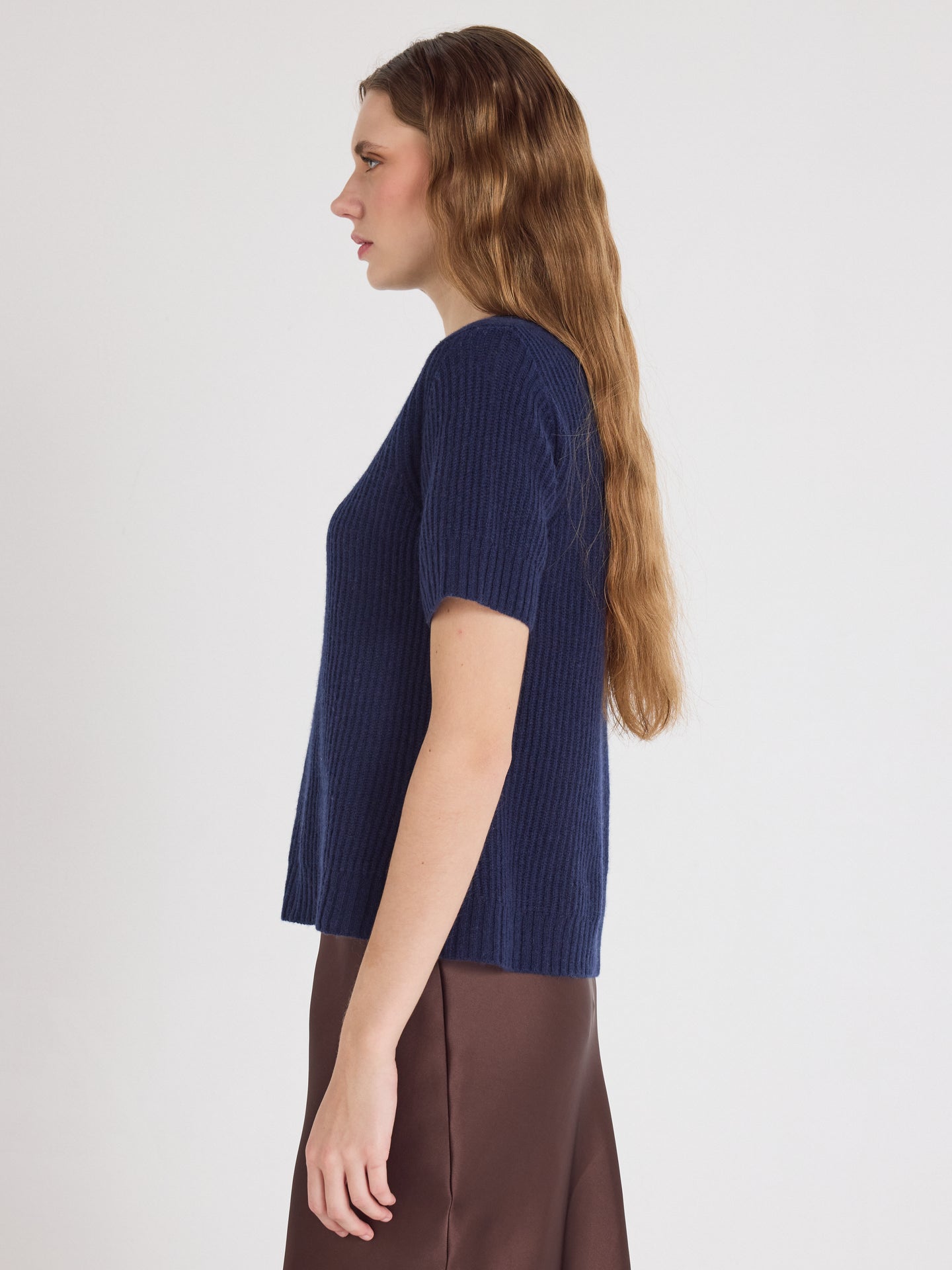 letizia short sleeves sweater - cashmere - navy