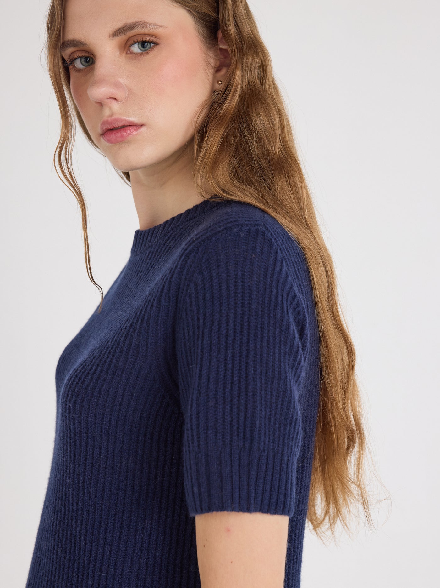 letizia - Pull col rond en cachemire - navy