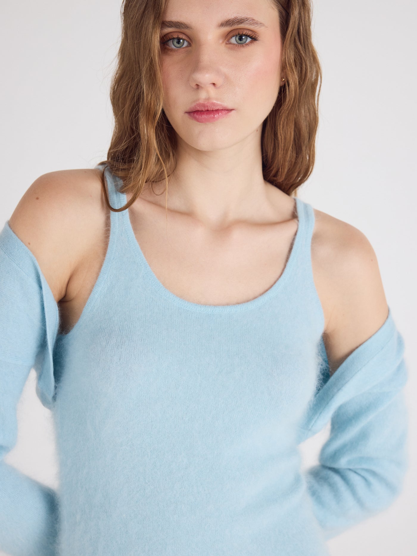 billie - Twinset 100% cachemire - sky