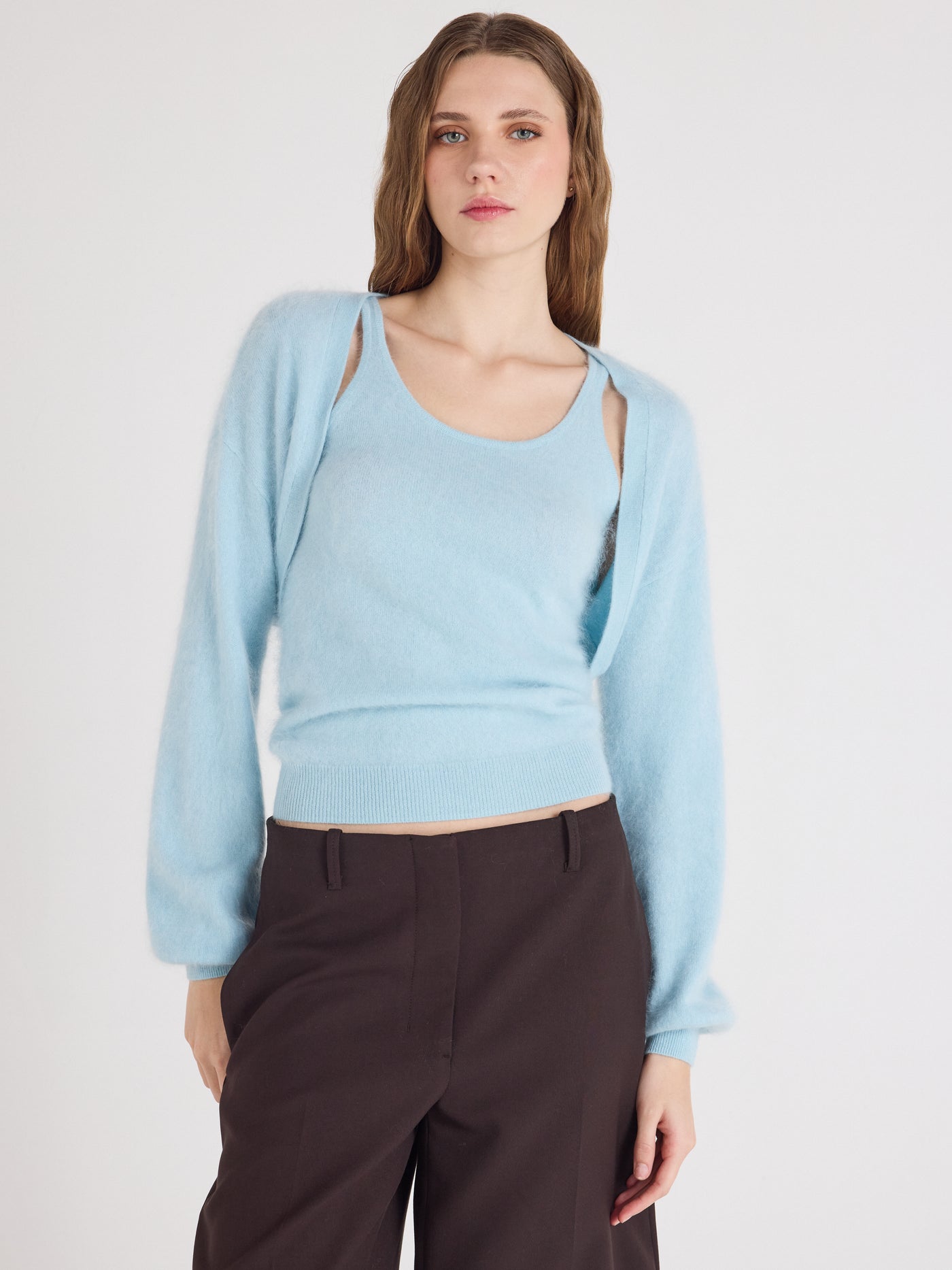 billie - Twinset 100% cachemire - sky