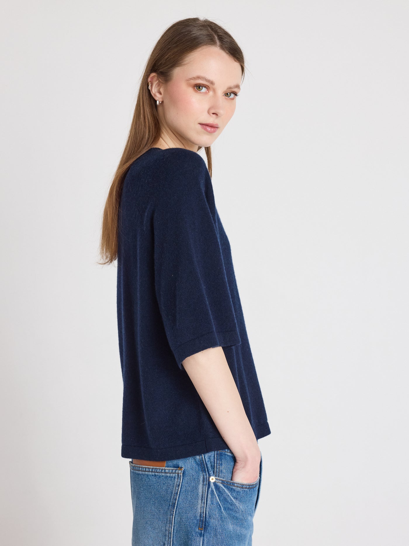 leana - 100% cashmere sweater - navy