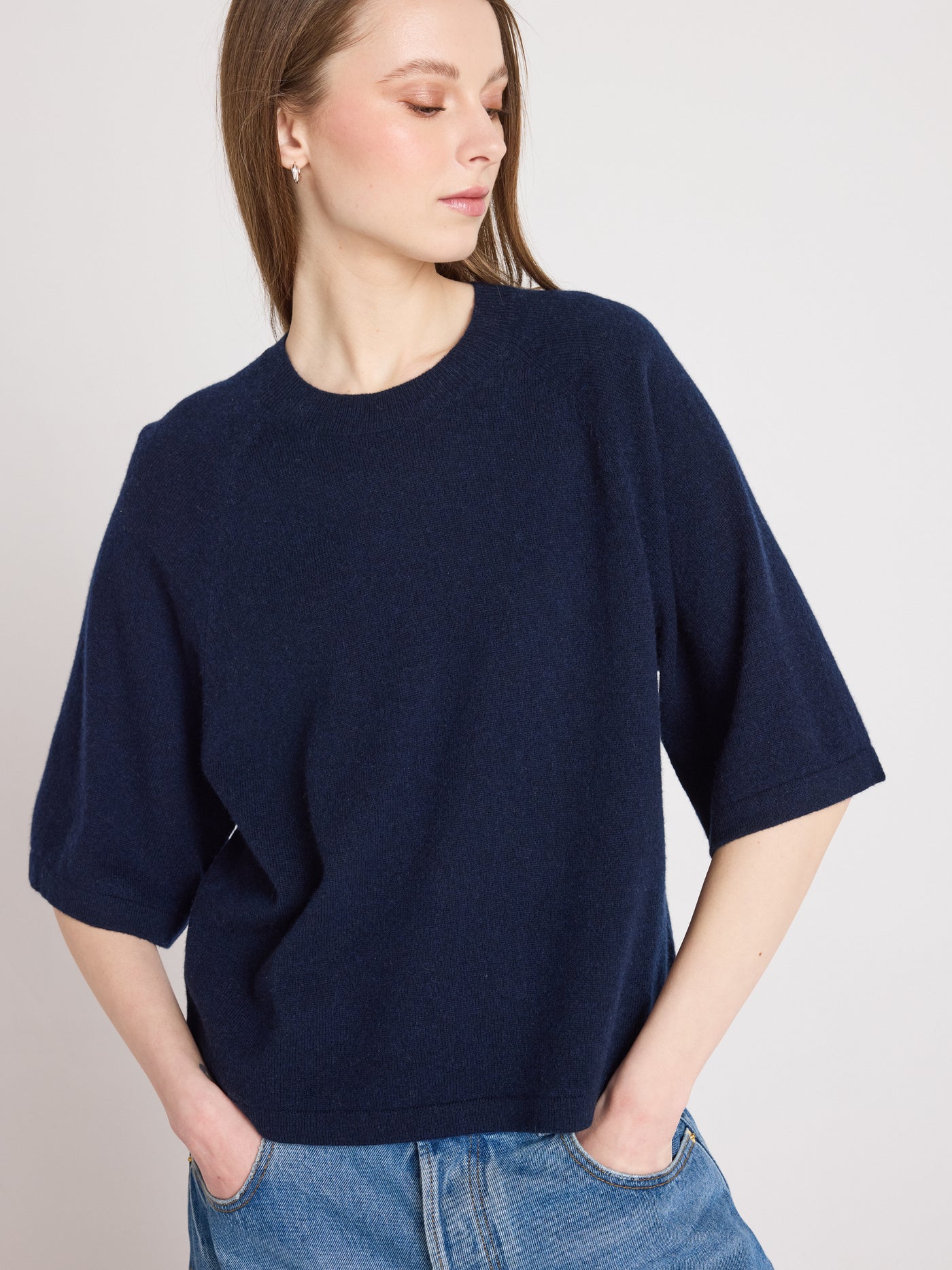 leana - 100% cashmere sweater - navy