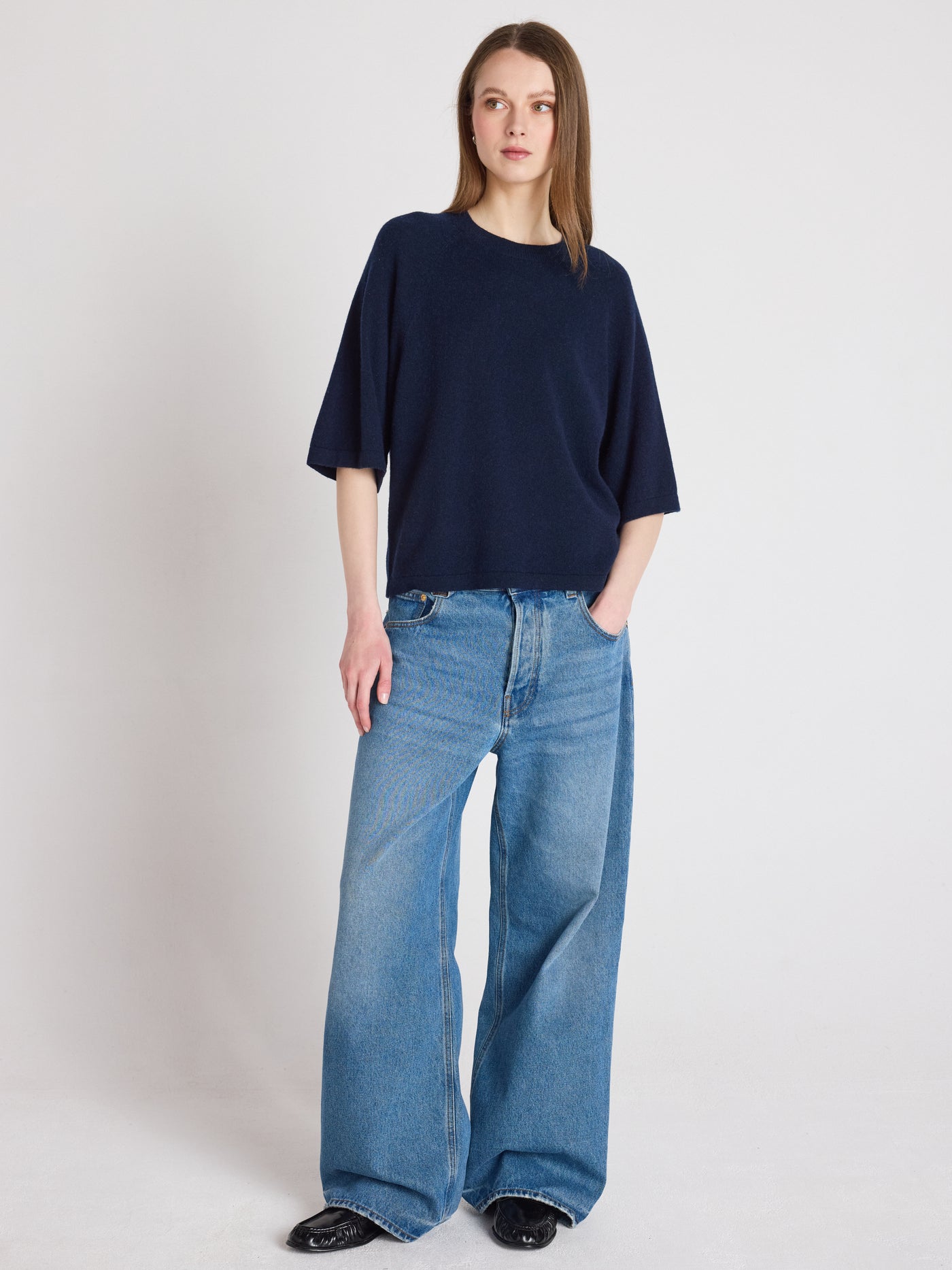 leana - 100% cashmere sweater - navy