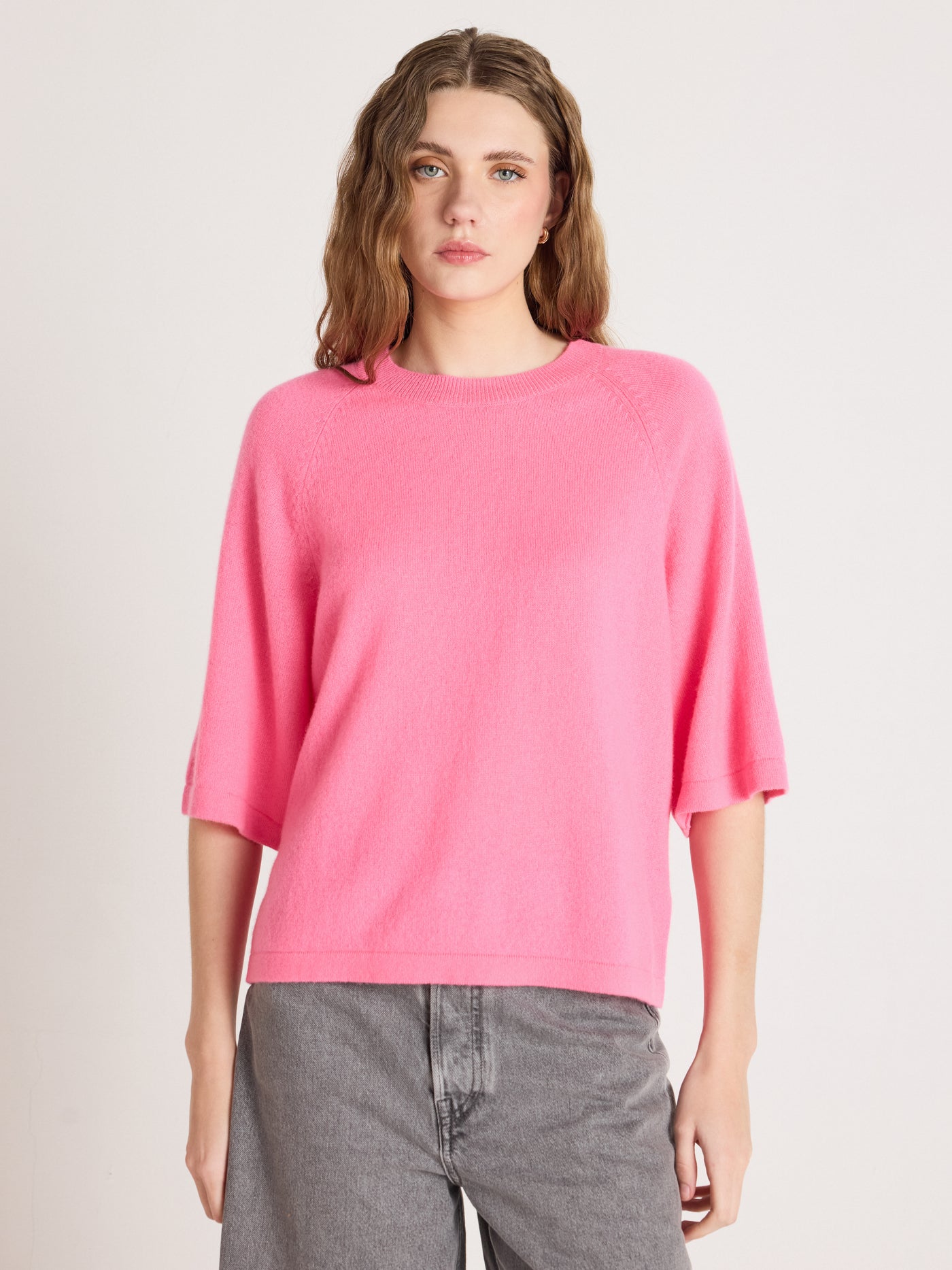 leana - 100% cashmere sweater - sparkle pink neon