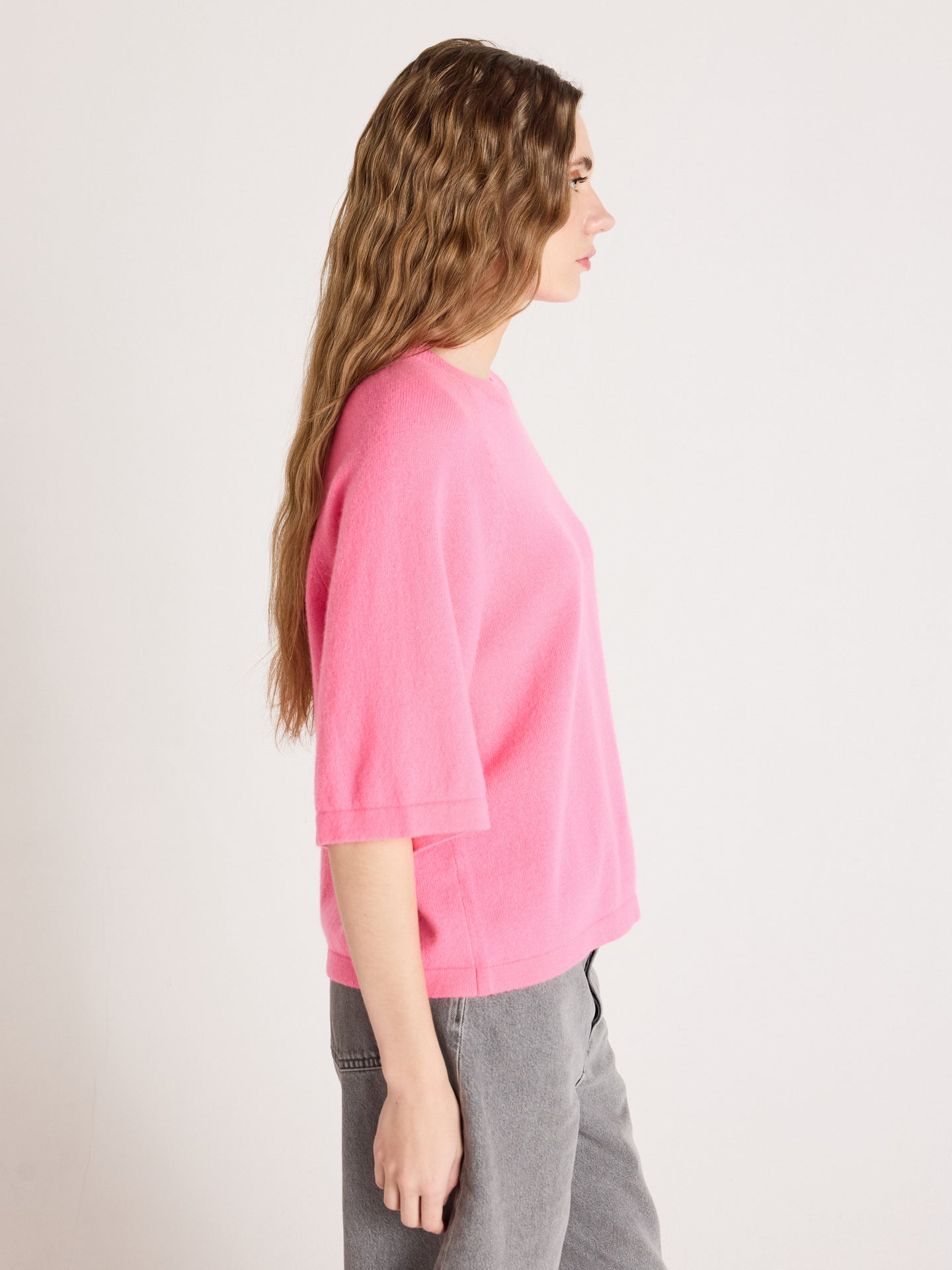 pull col rond leana - Maglione 100% cashmere - sparkle pink neon