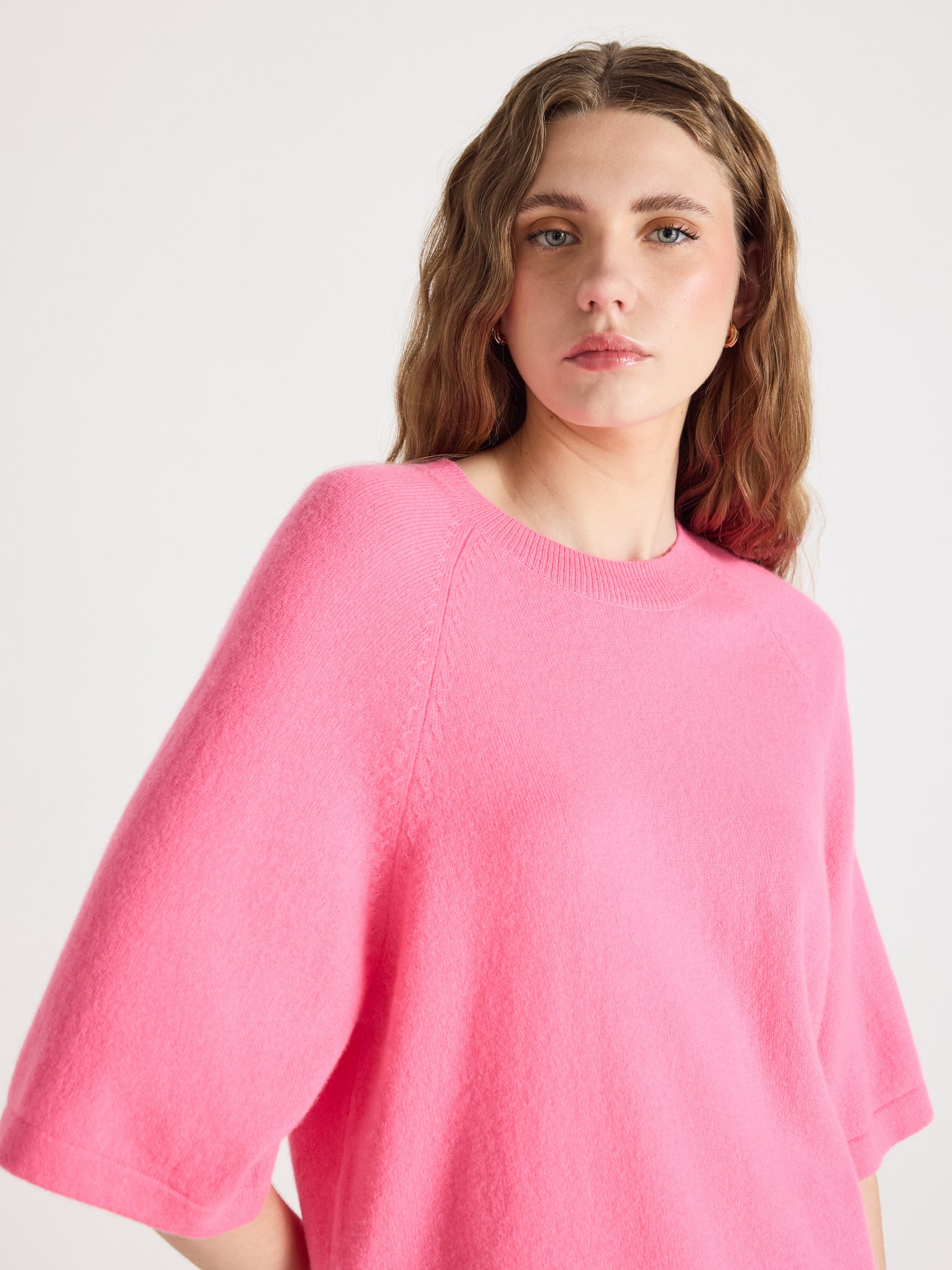 leana - 100% cashmere sweater - sparkle pink neon