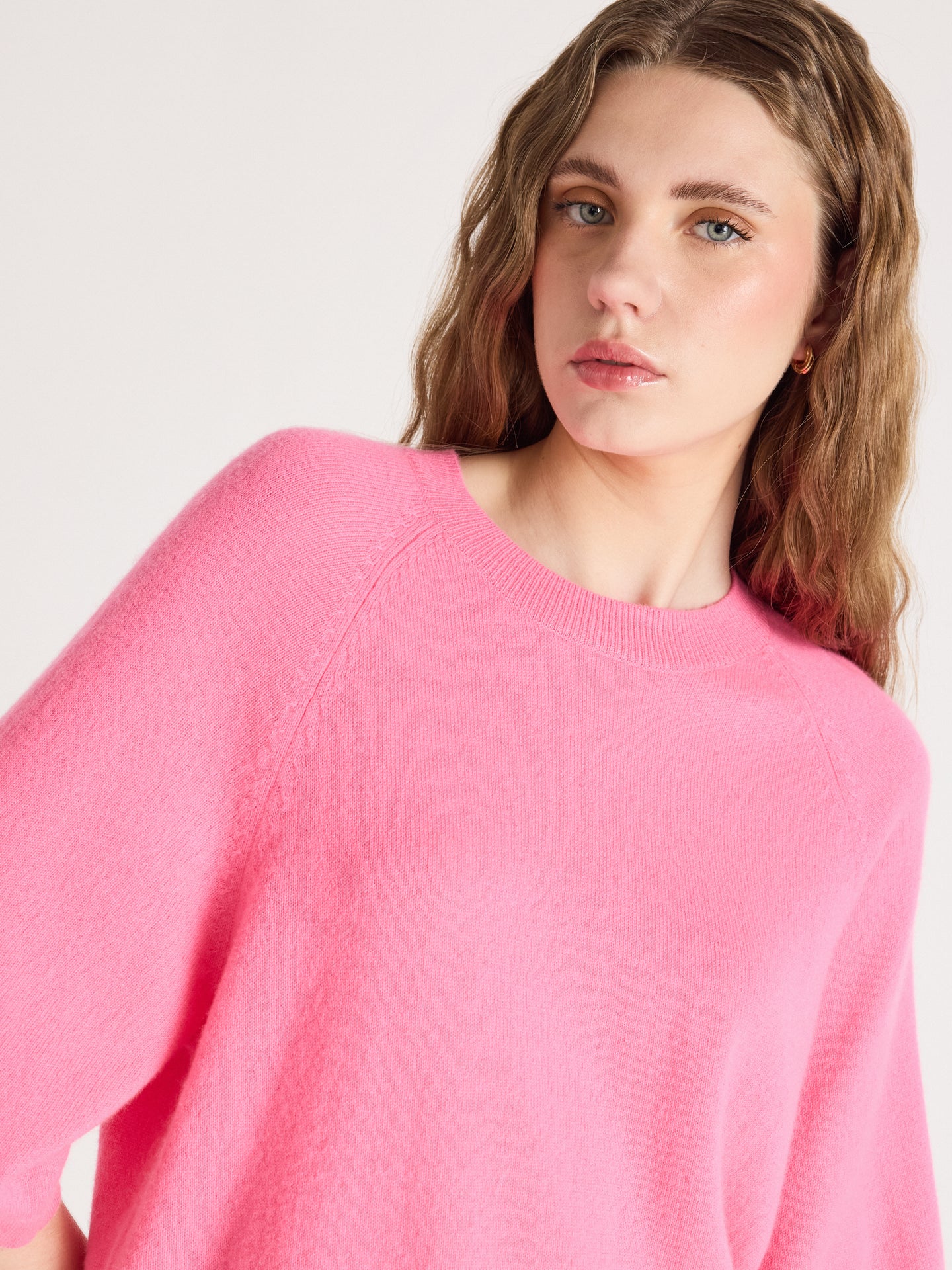 pull col rond leana - Maglione 100% cashmere - sparkle pink neon